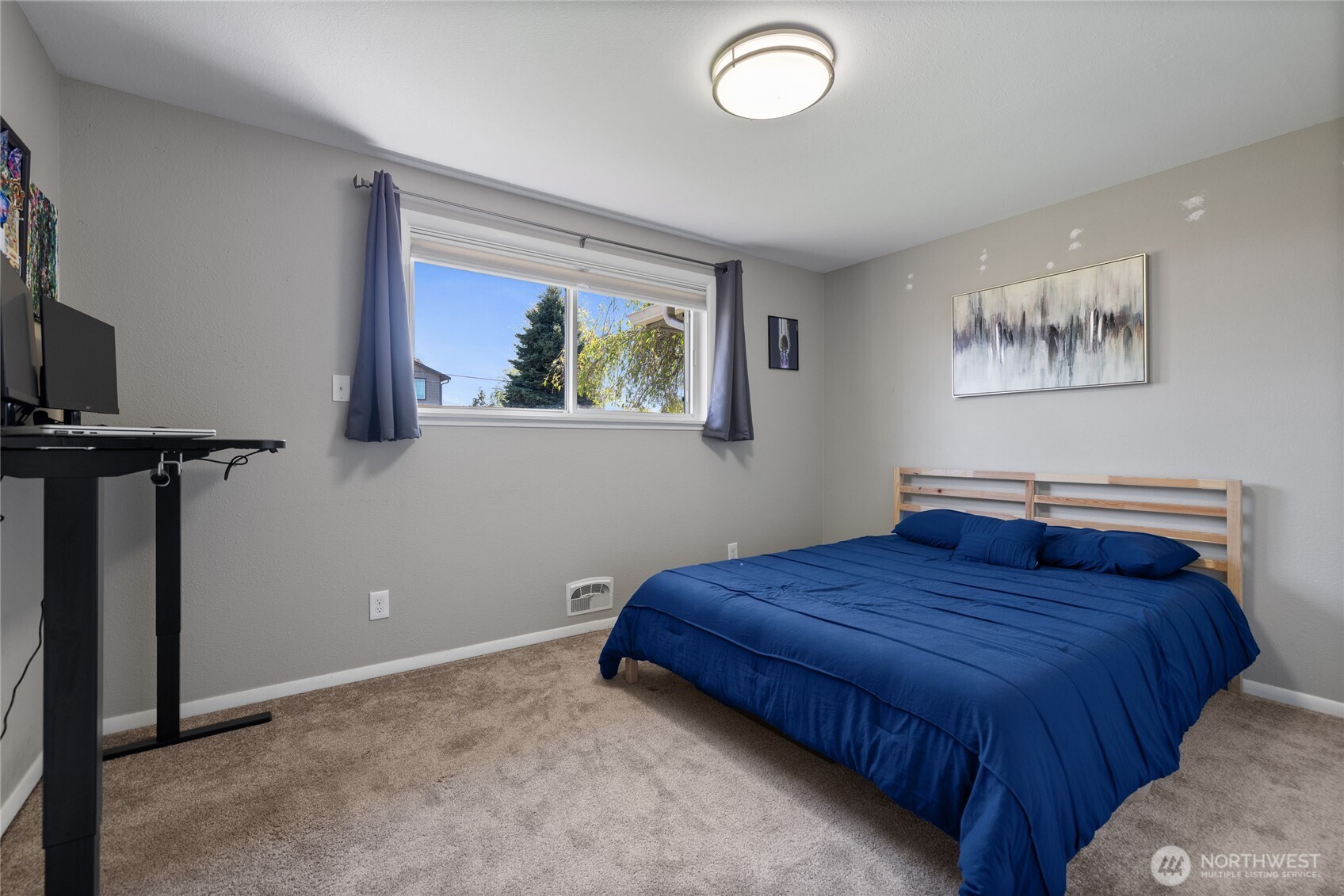 Guest bath features a deep soaking tub