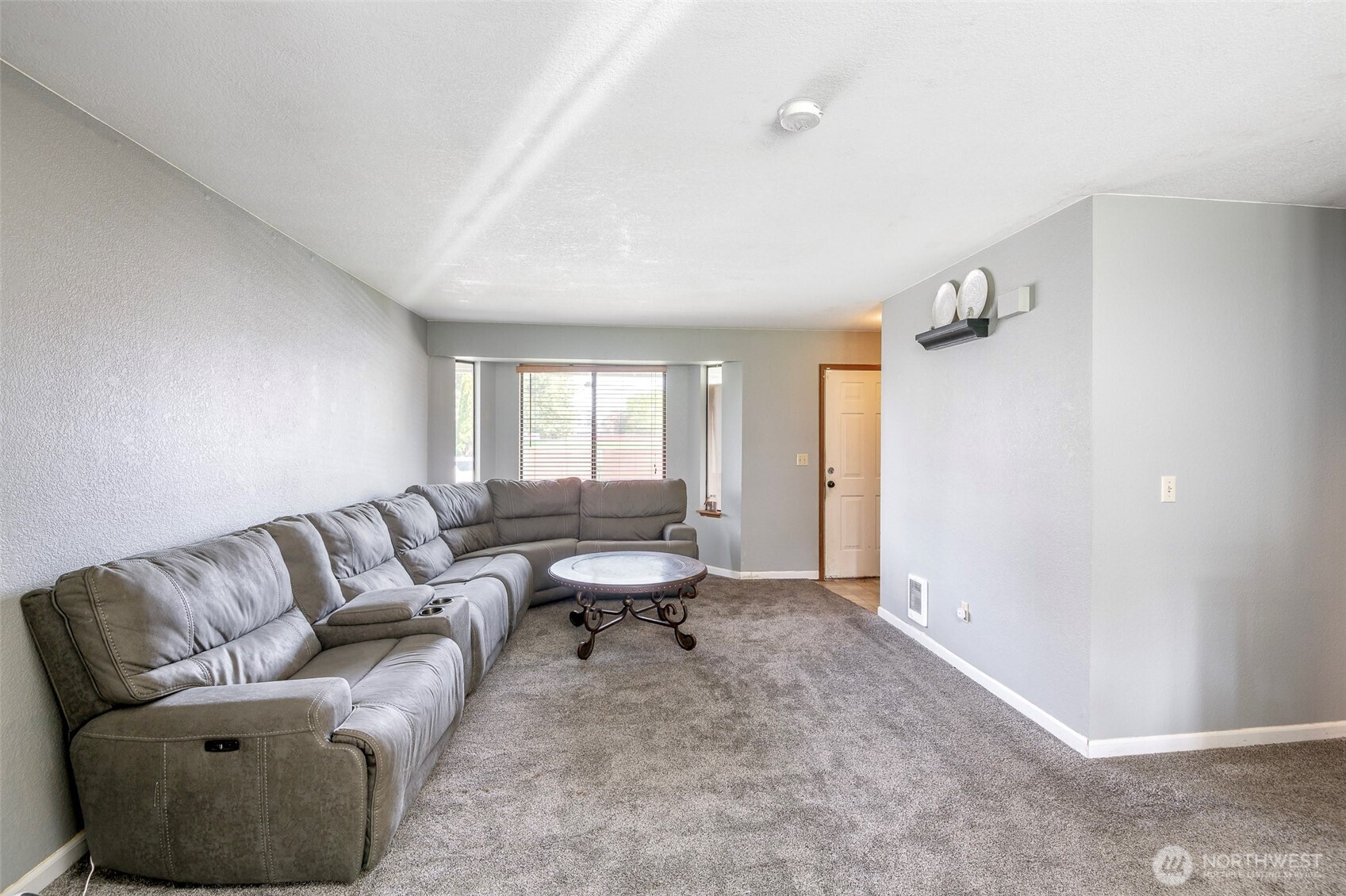 living room with bay window
