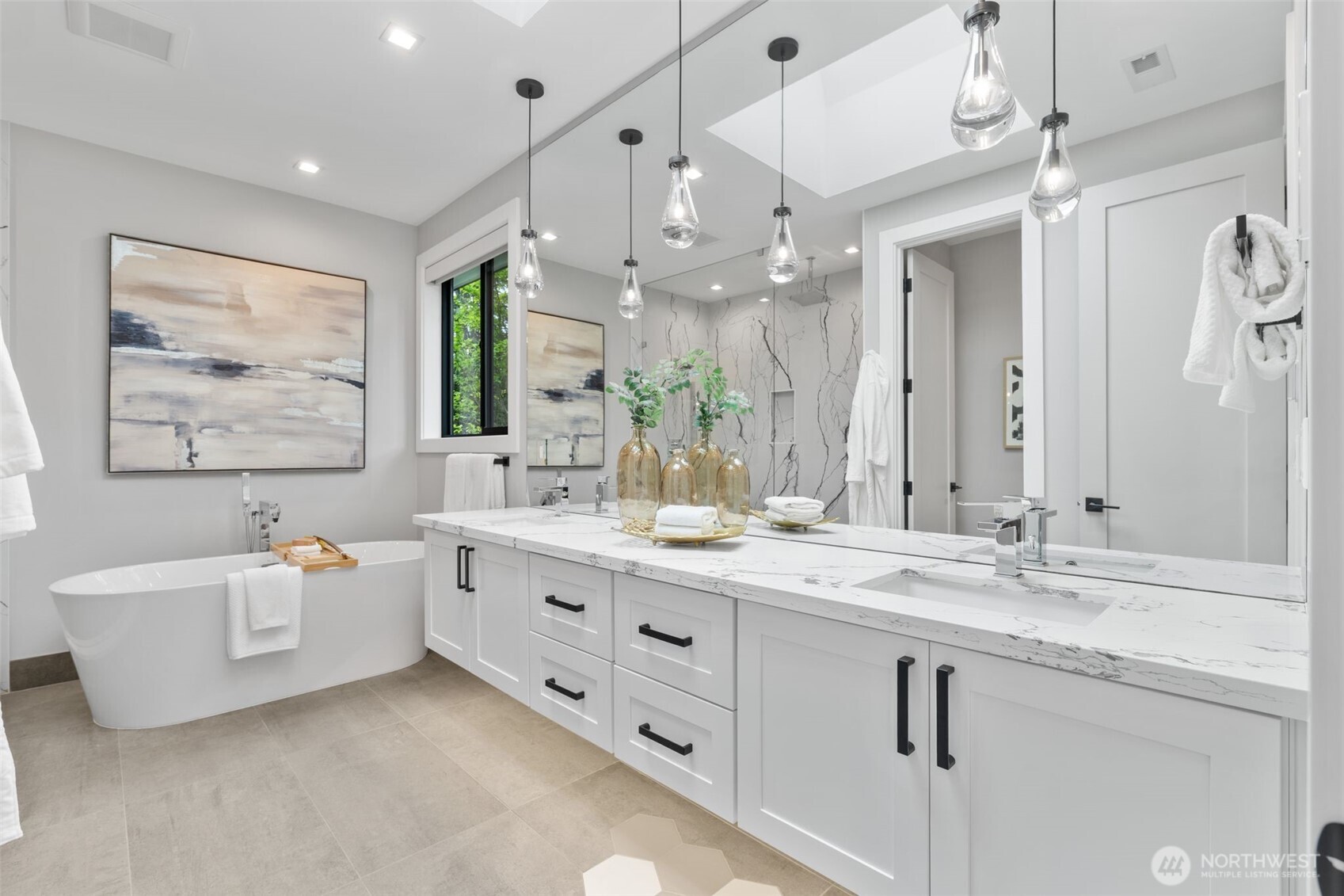 Spa-Inspired Bath w/Heated Floors & Dual Vanities