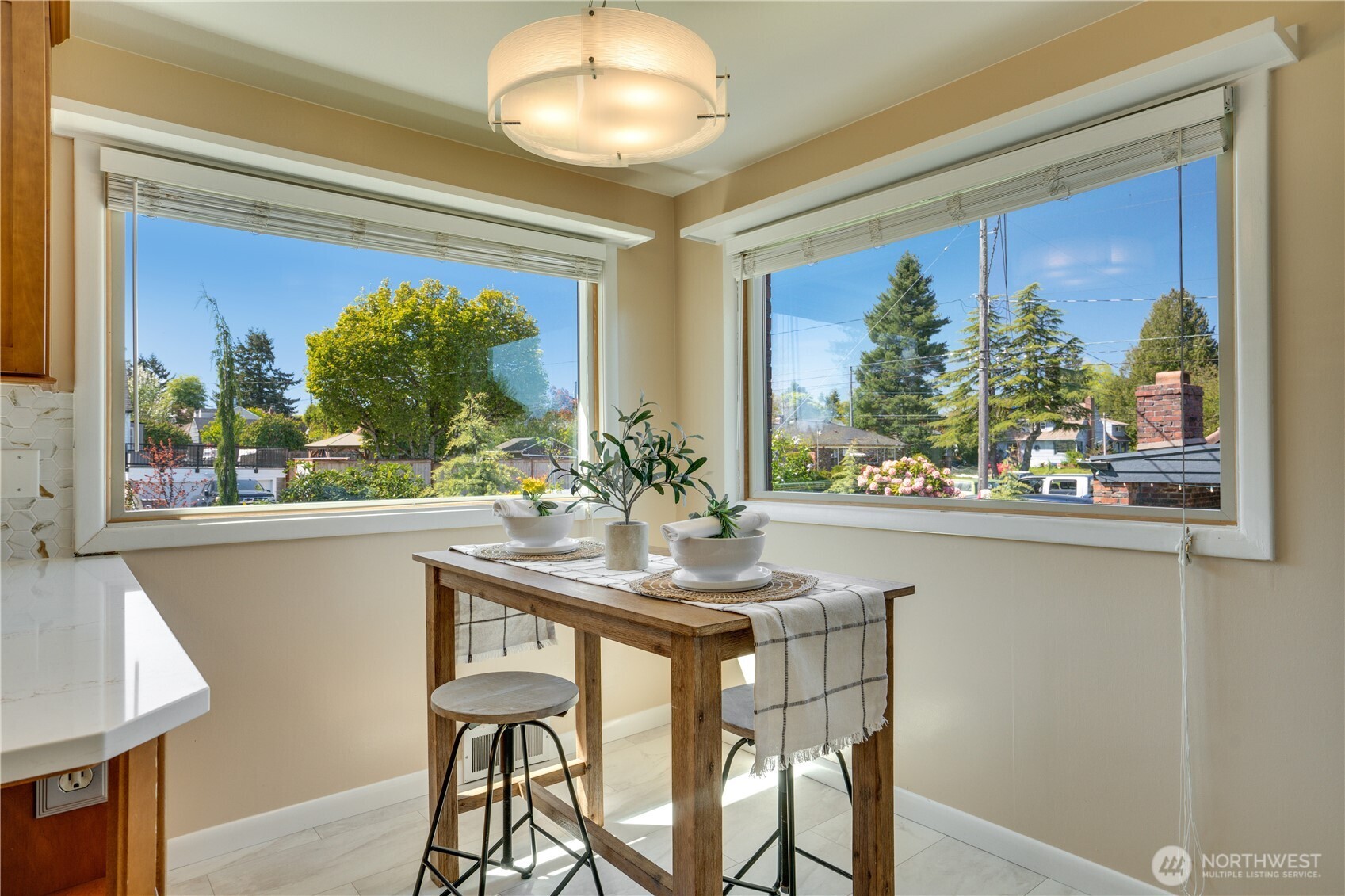 Linger for coffee here beside two windows looking out on your gorgeous surroundings