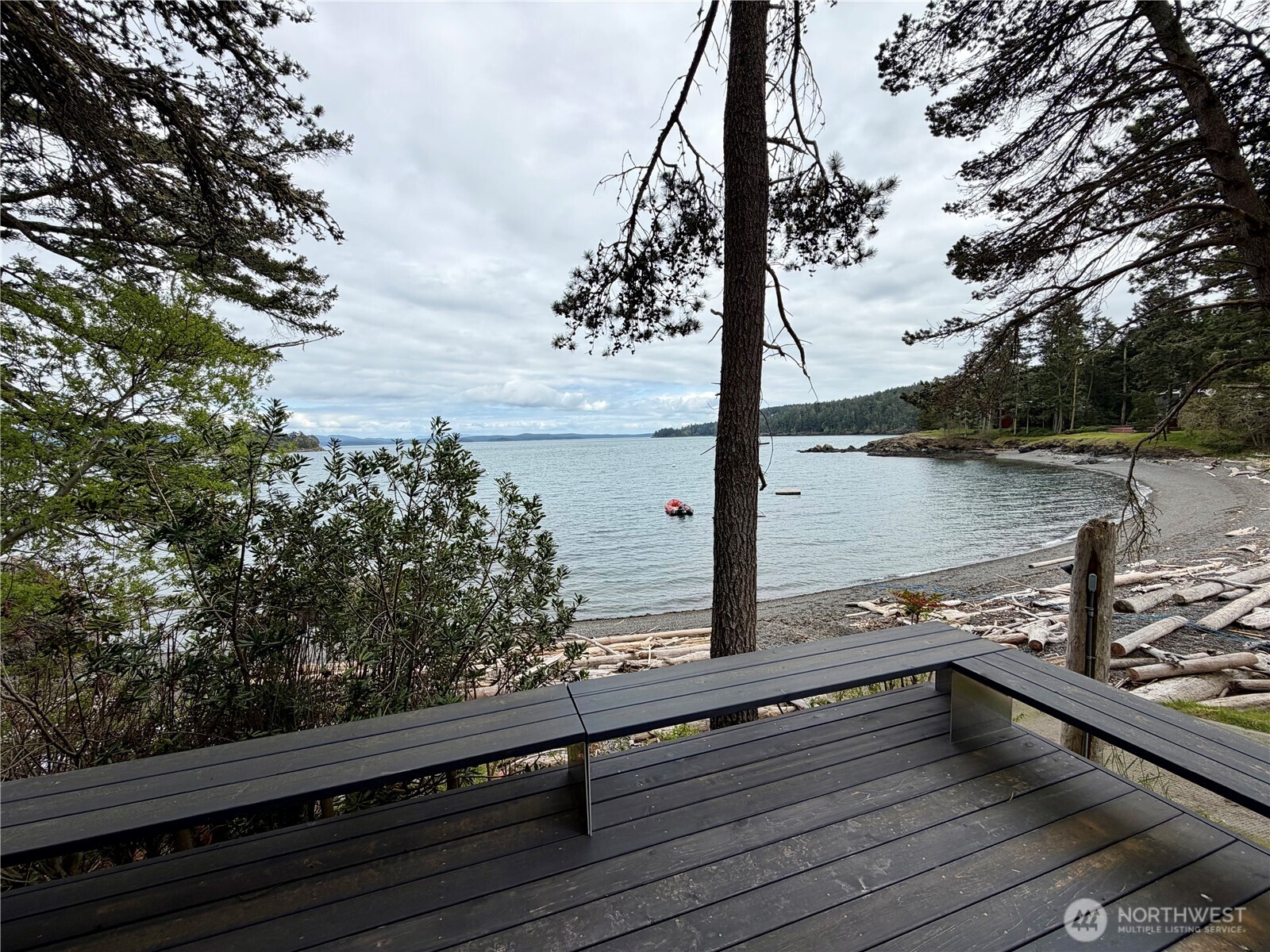 Boat house patio overlooking the beach