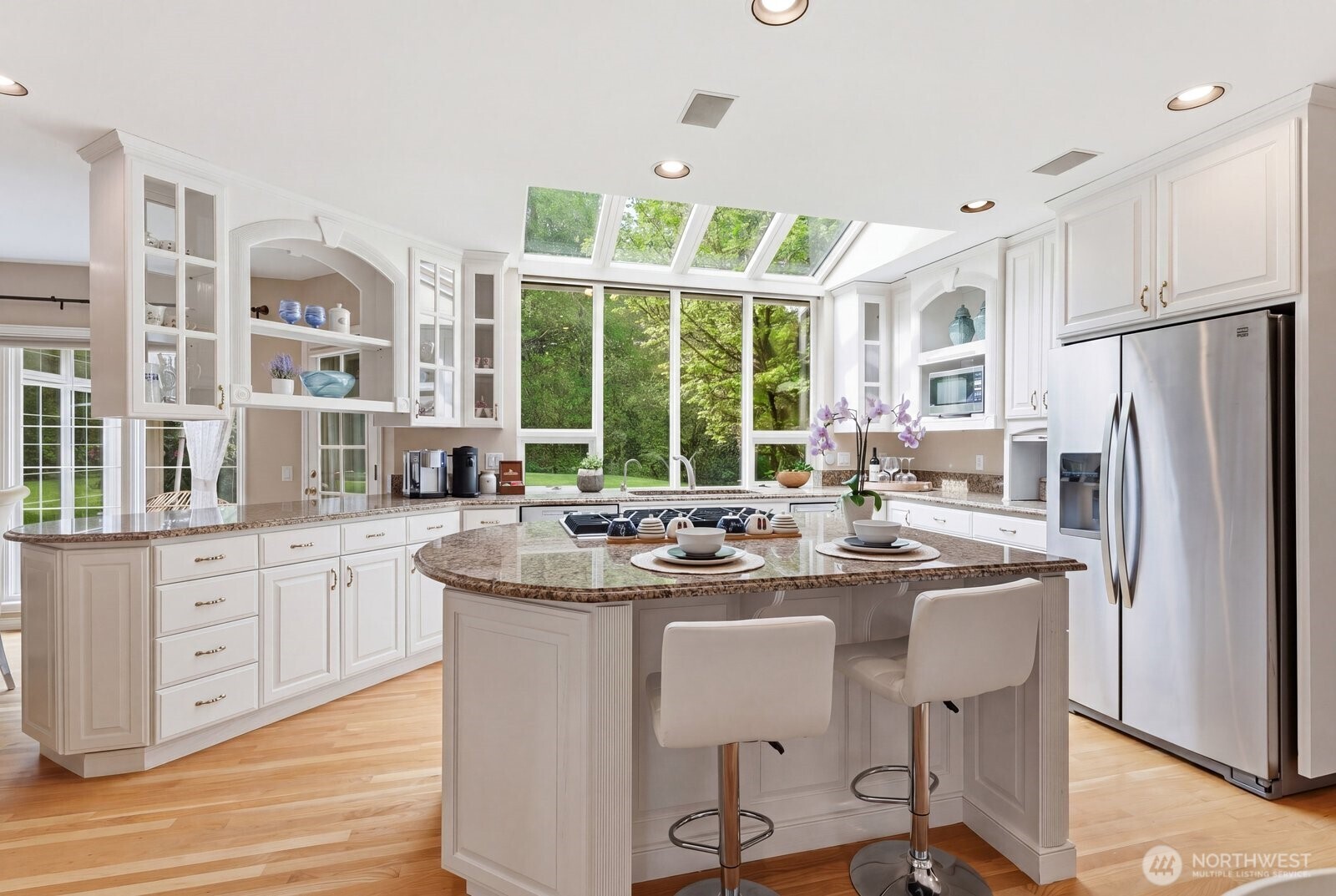 The chef’s kitchen is thoughtfully designed for culinary excellence and effortless entertaining.