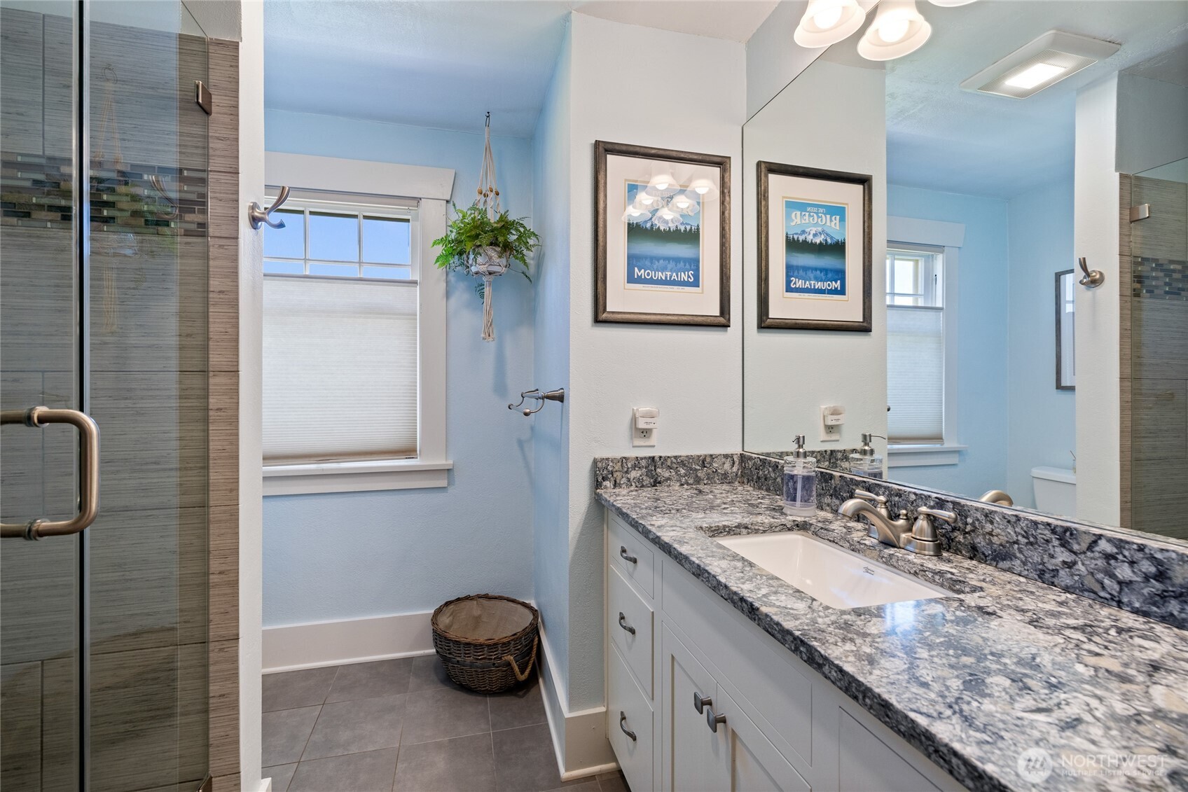 Second floor bathroom has nice updates in place.