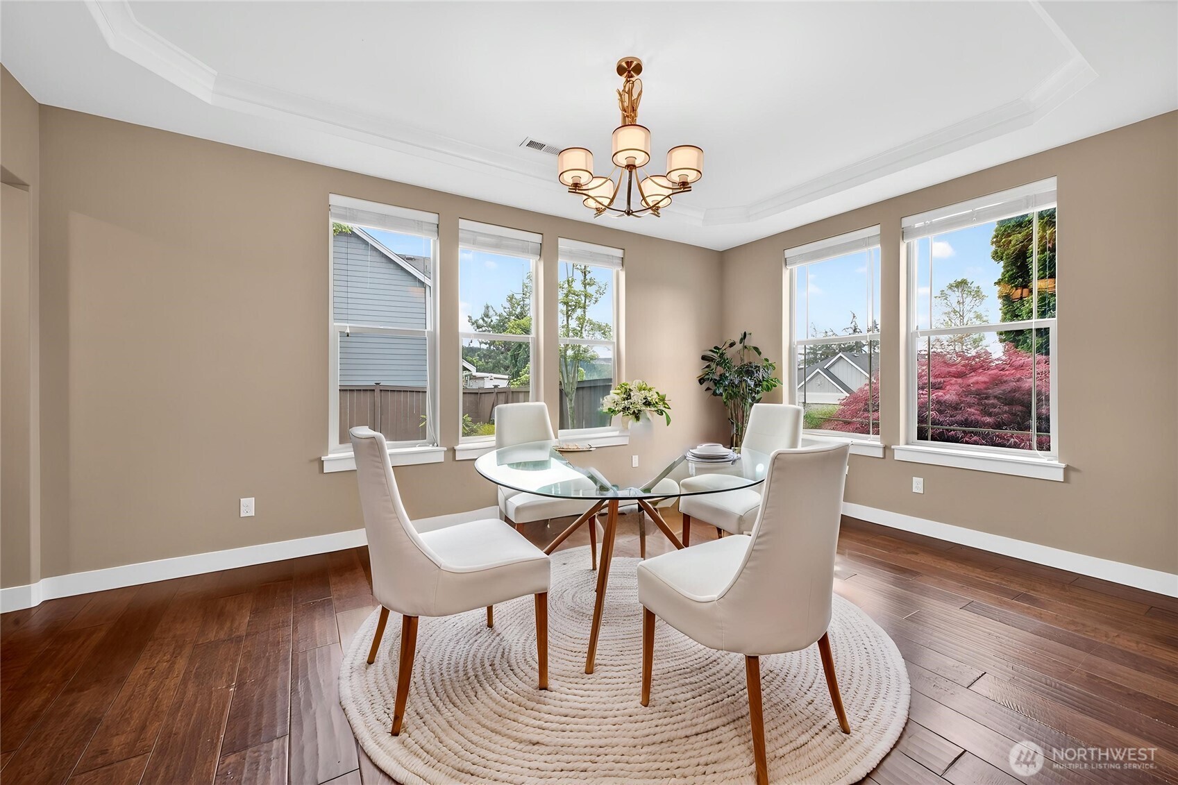 Dining room virtually staged.