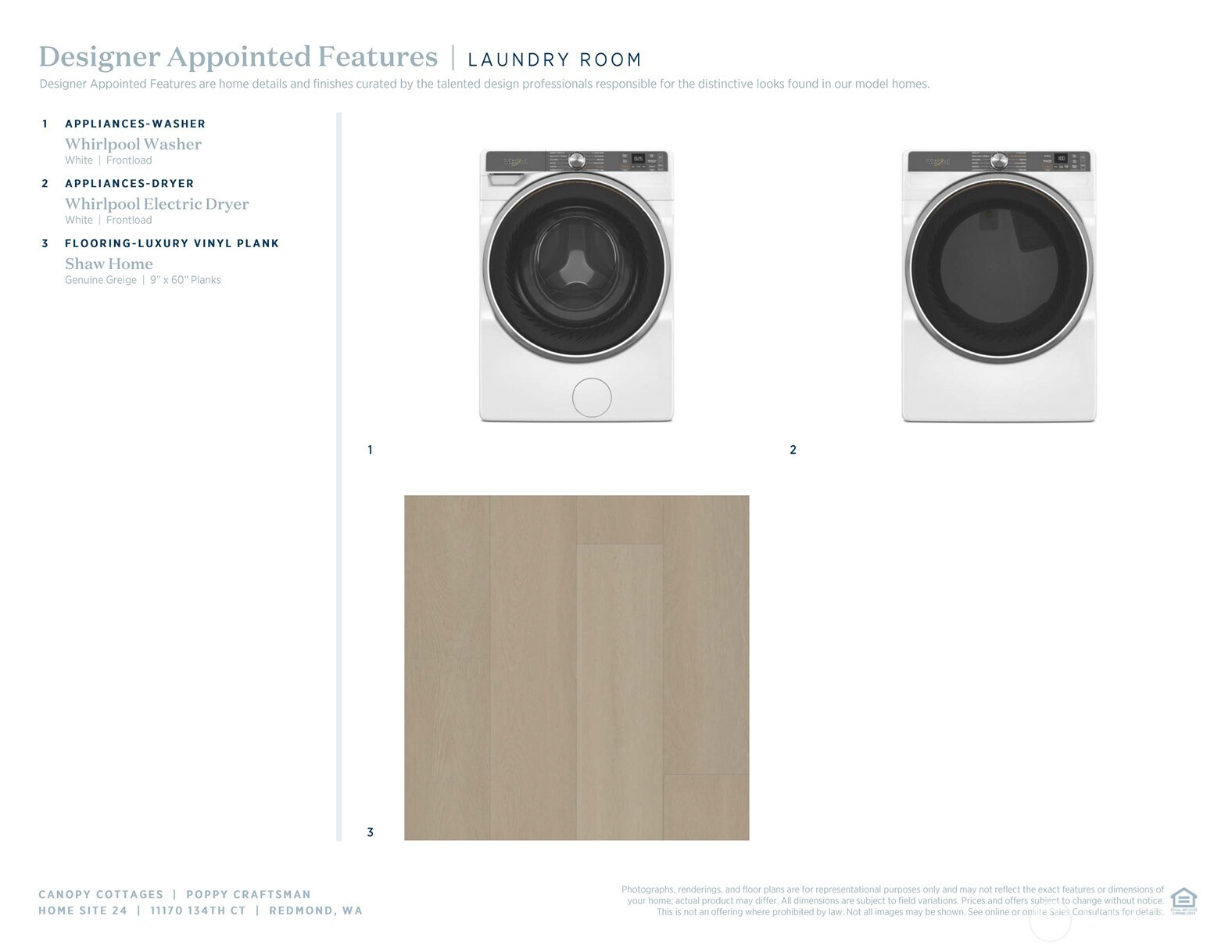 Included Whirlpool washer/dryer
