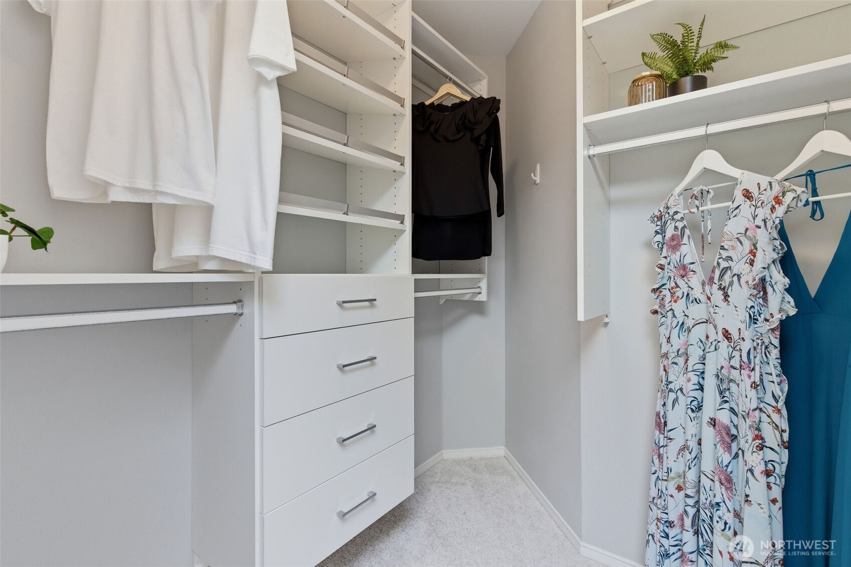 Custom closets in primary closet!