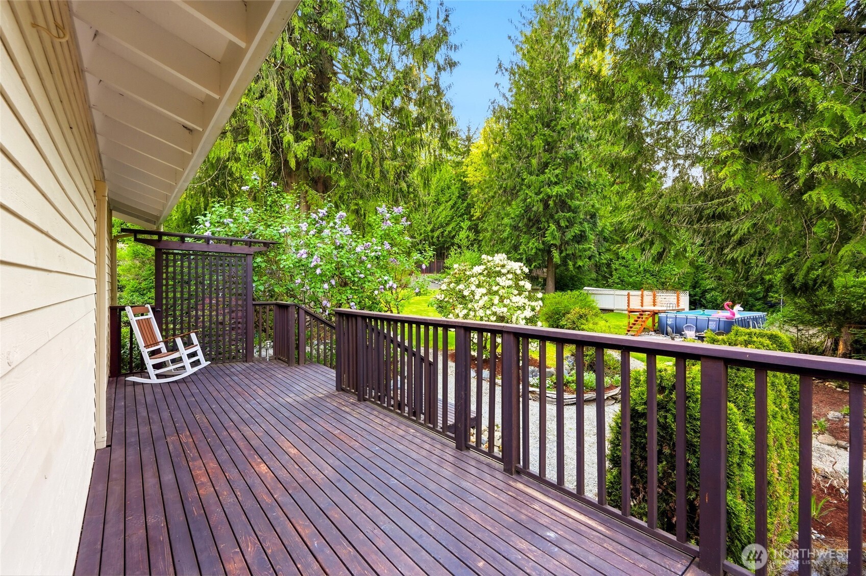Spacious deck wraps around the house.