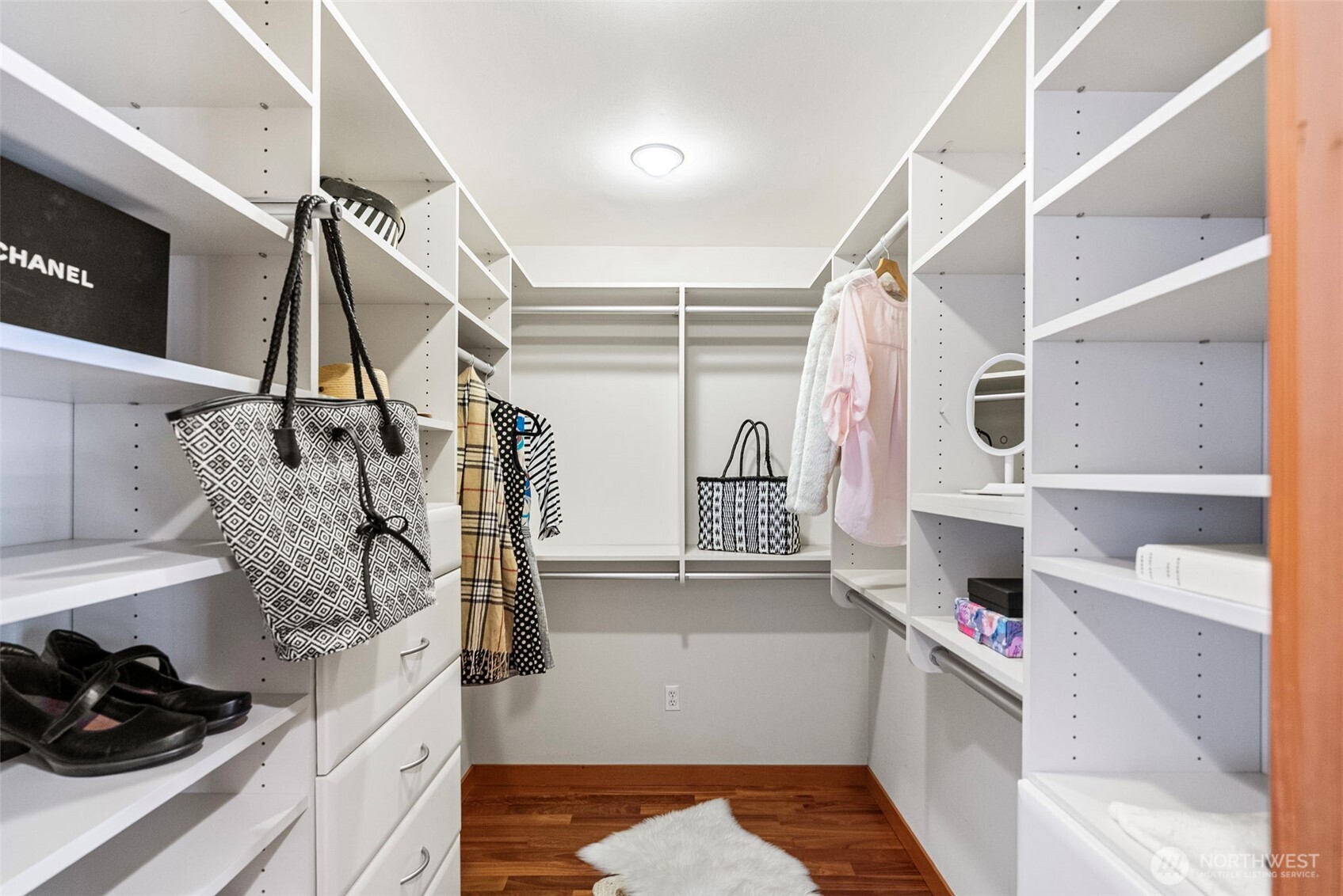 Walk-in closet in the primary bedroom