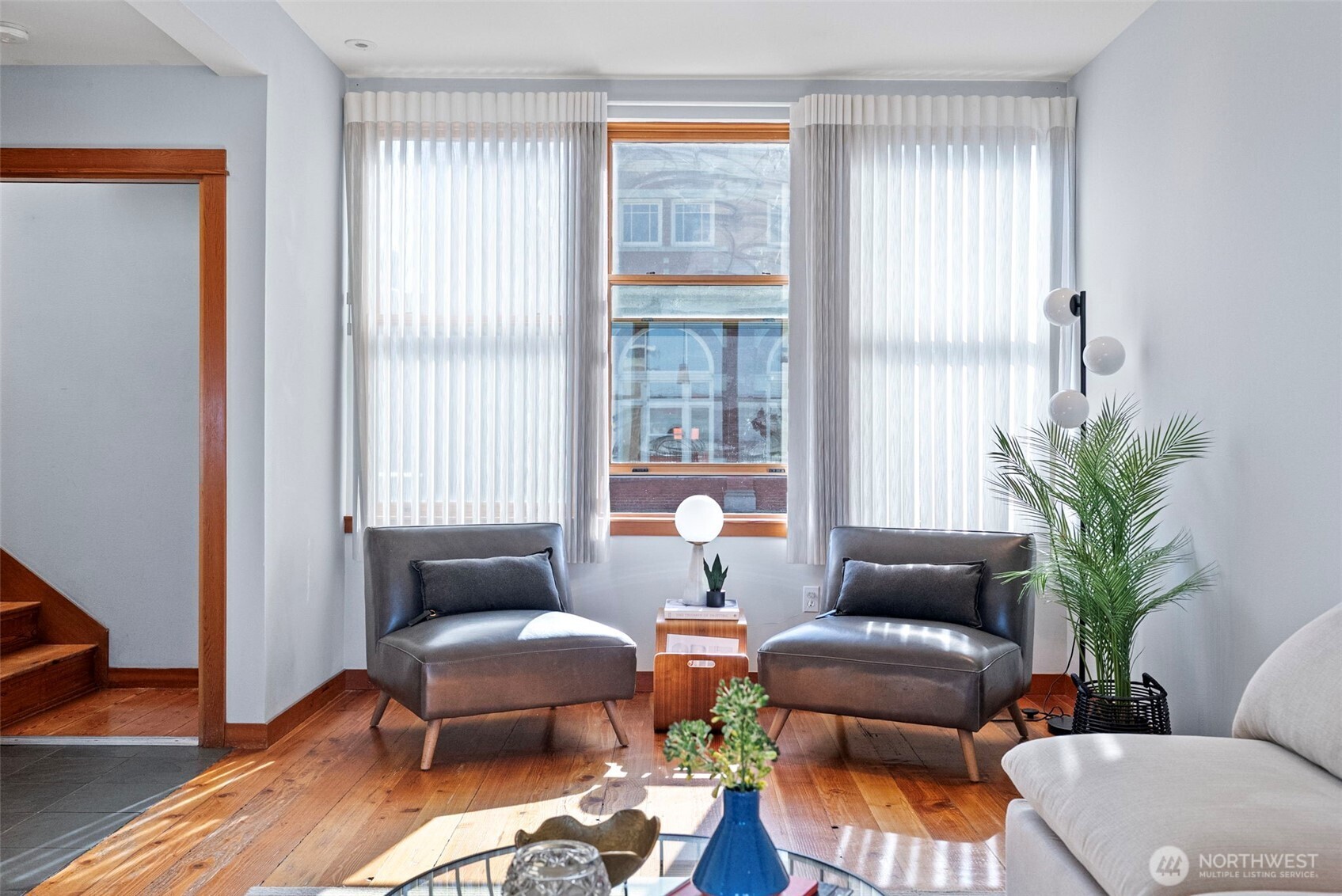 Fir trimmed double hung wood windows