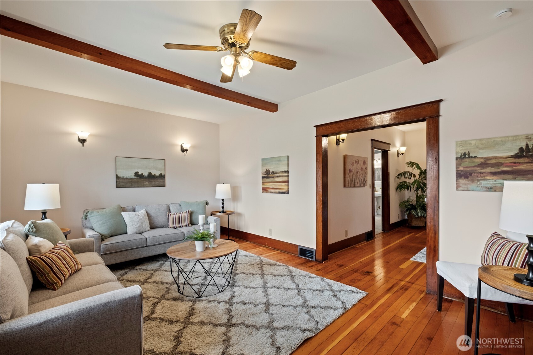 Refinished hardwood floors, and original trim throughout the main floor