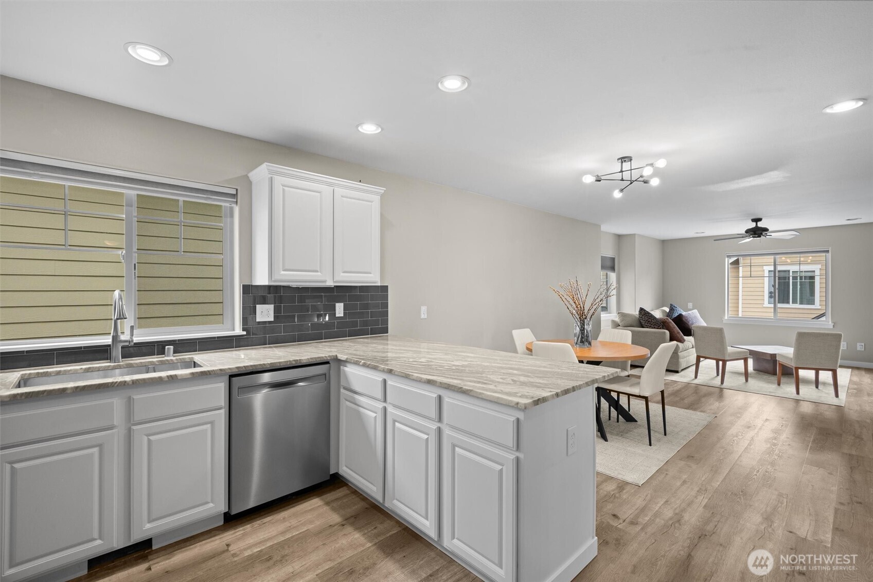 Add bar stools and entertain easy. The Great Room is the perfect floorplan for function.