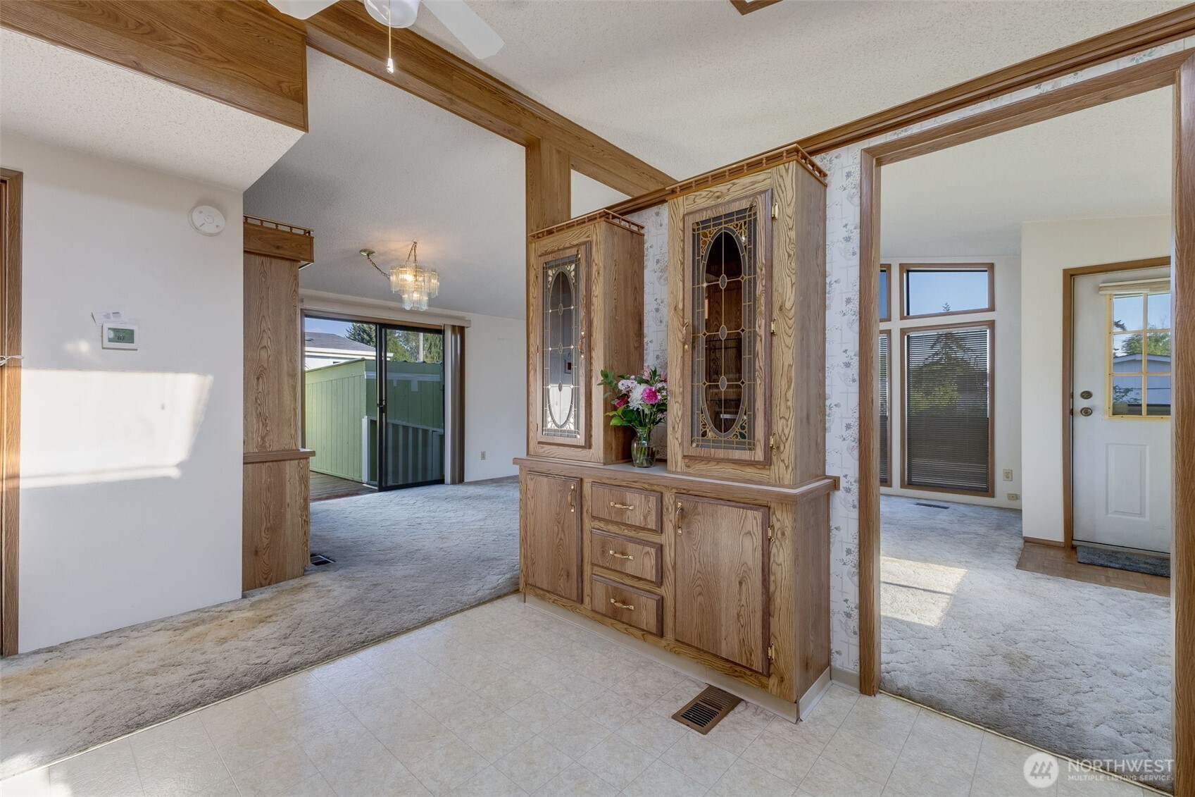 Kitchen area with hutch