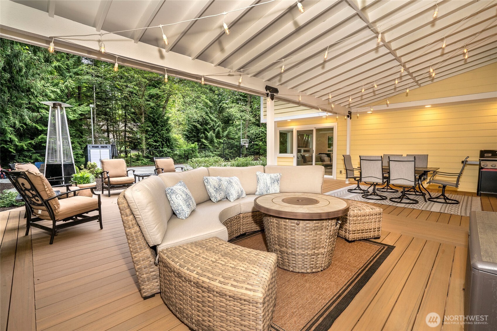 Amazing patio is half covered