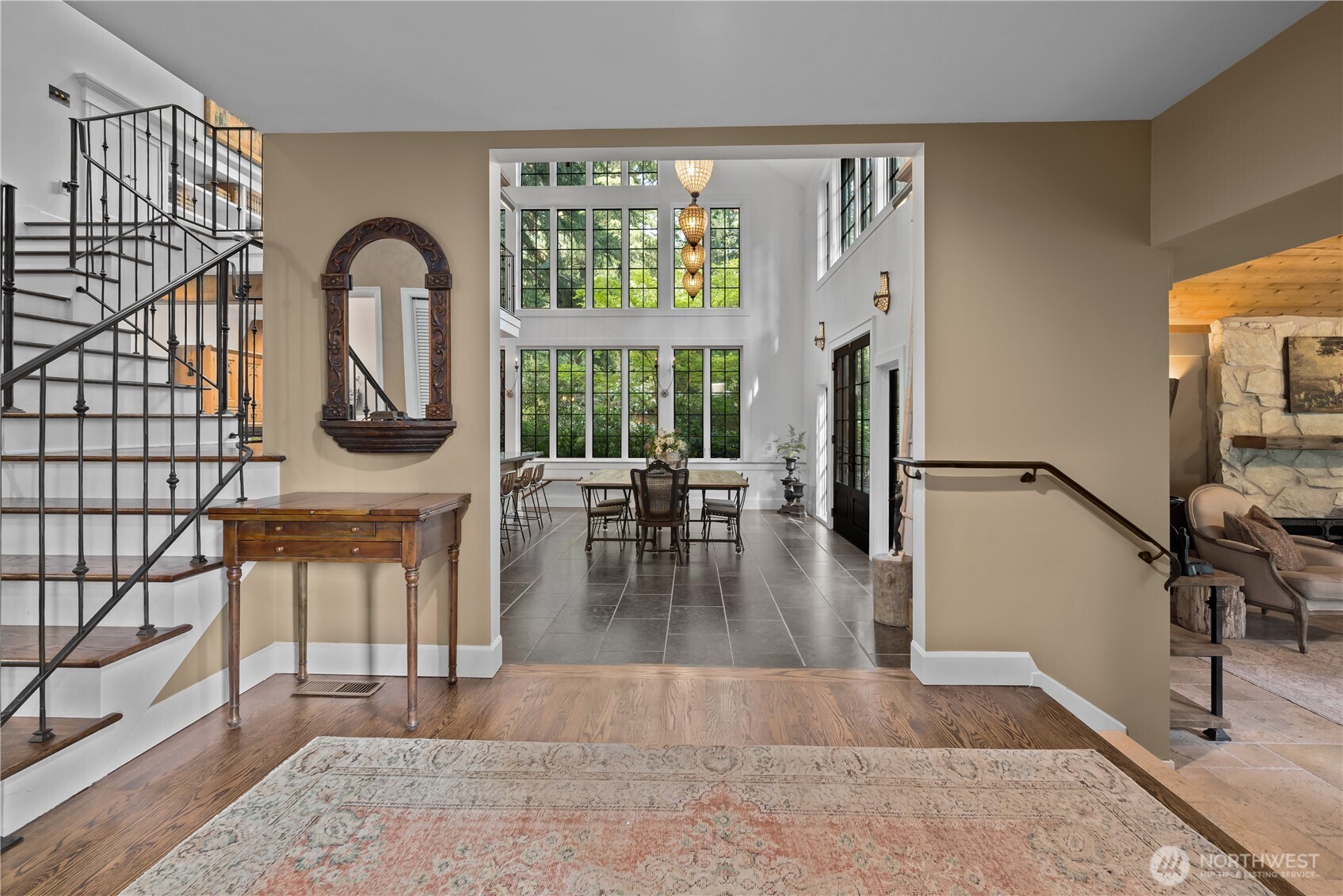 Bright and airy kitchen looks out to the private backyard patio.