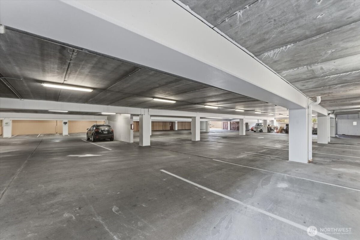 Covered parking garage provides easy year-round access for owners and vacation guests.