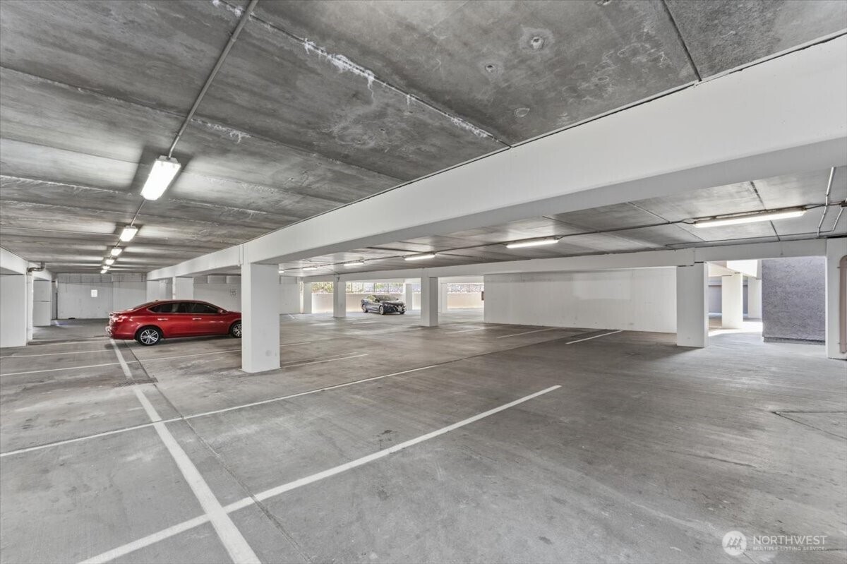 Covered parking garage provides easy year-round access for owners and vacation guests.