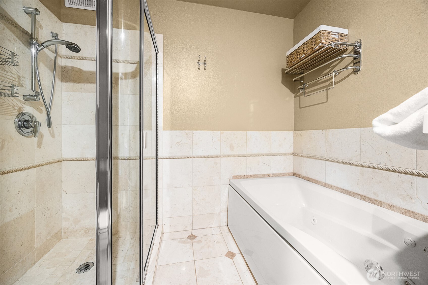 Primary bath with jetted tub and separate shower area