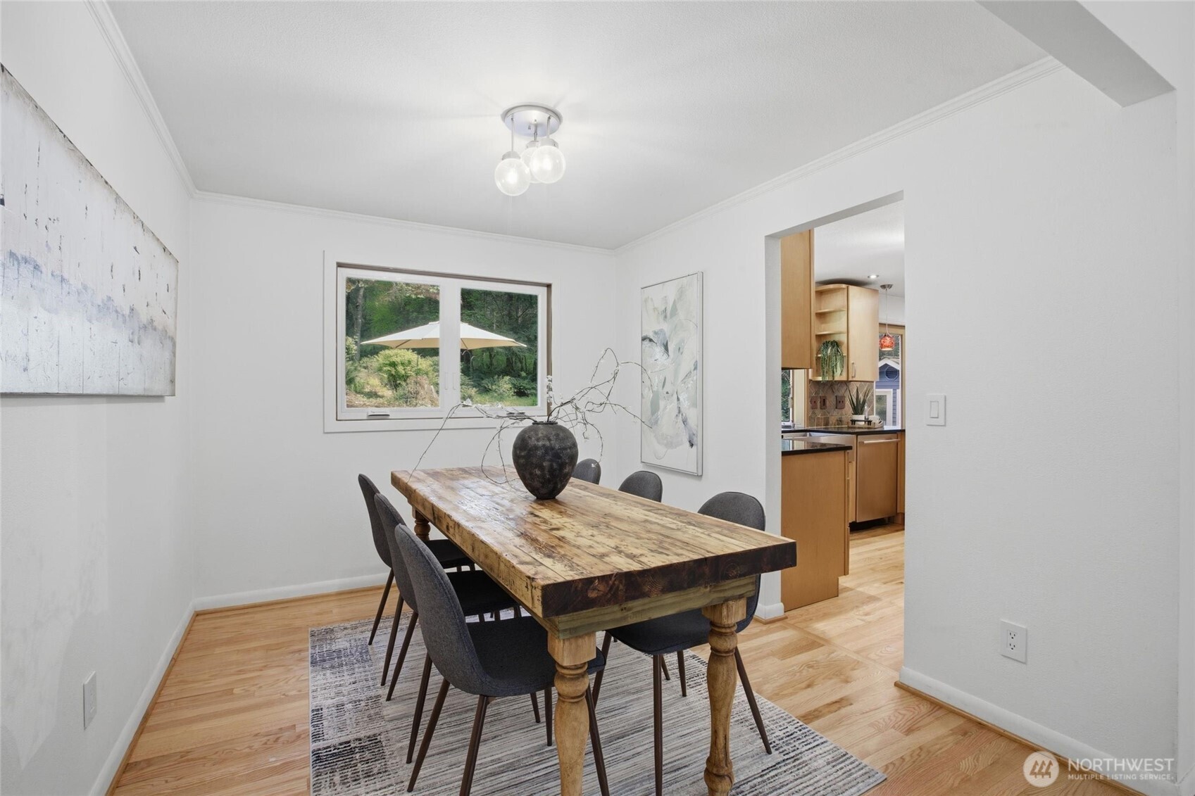 Vaulted ceilings and natural light create bright inviting living spaces in this Woodinville home