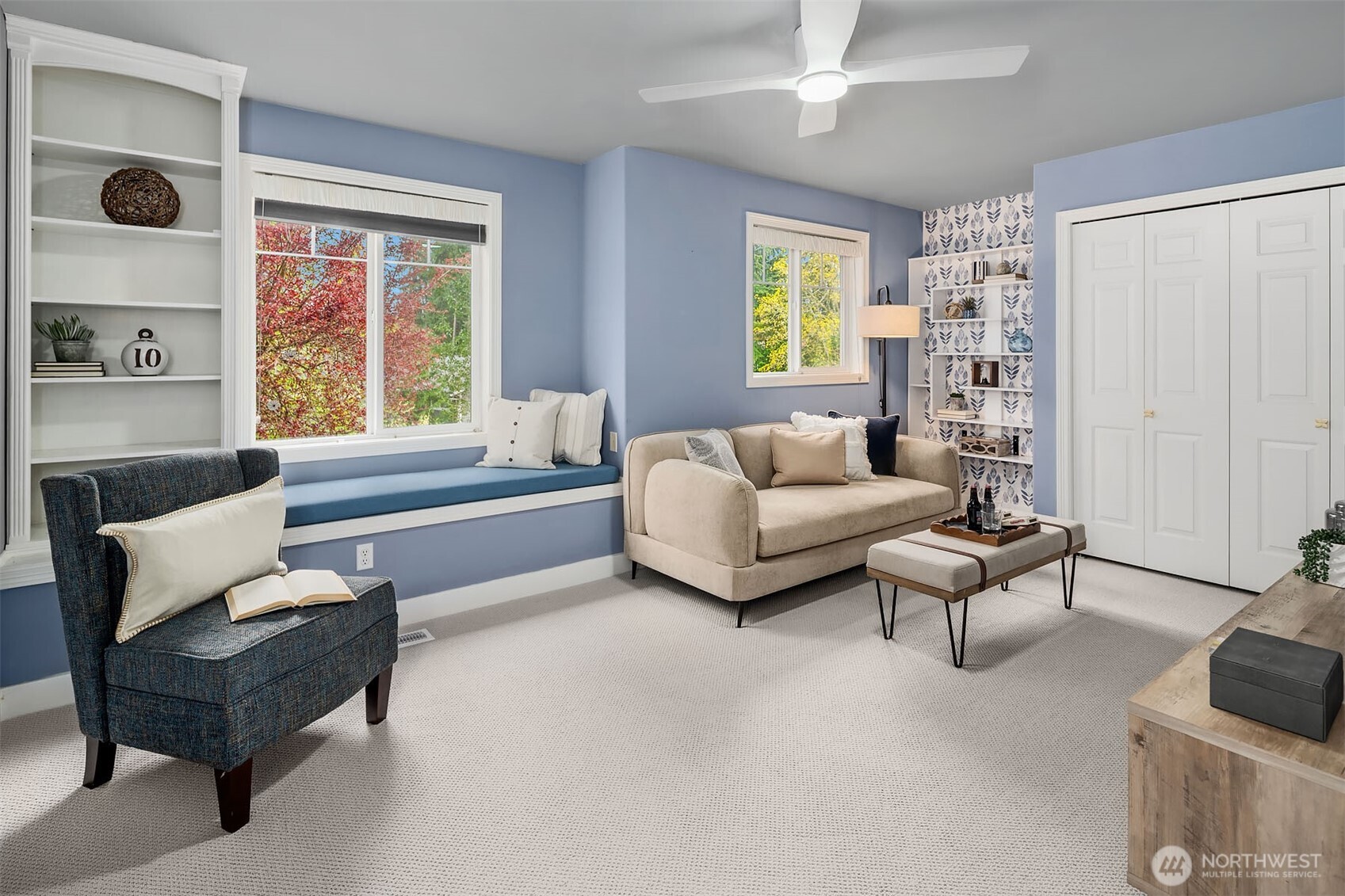 Laundry room on main with built-in custom cabinets
