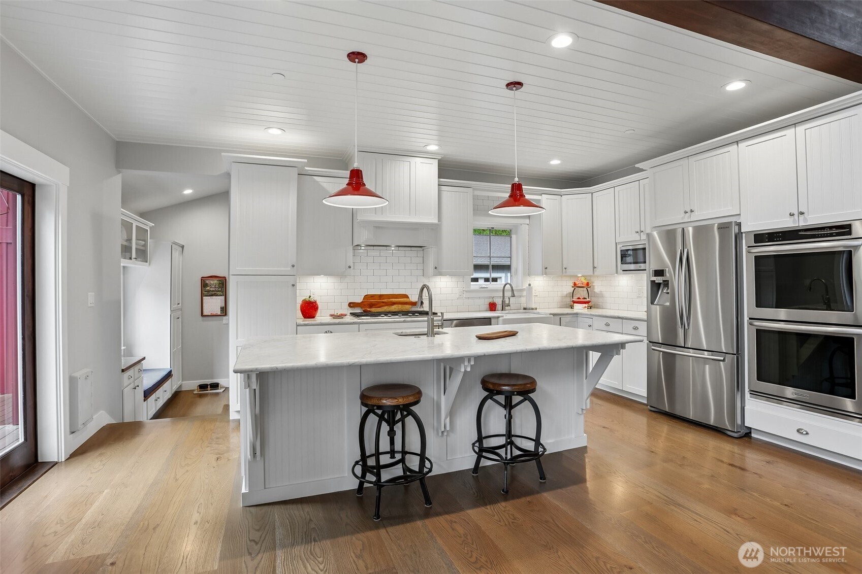 gas range and stainless steel appliances