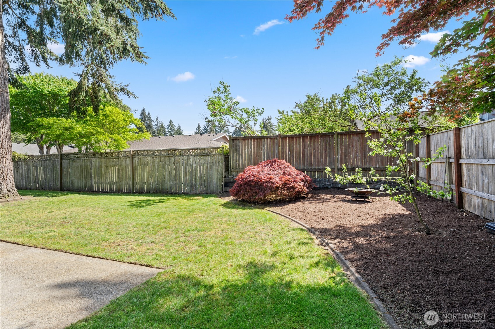 Super spacious and level backyard.