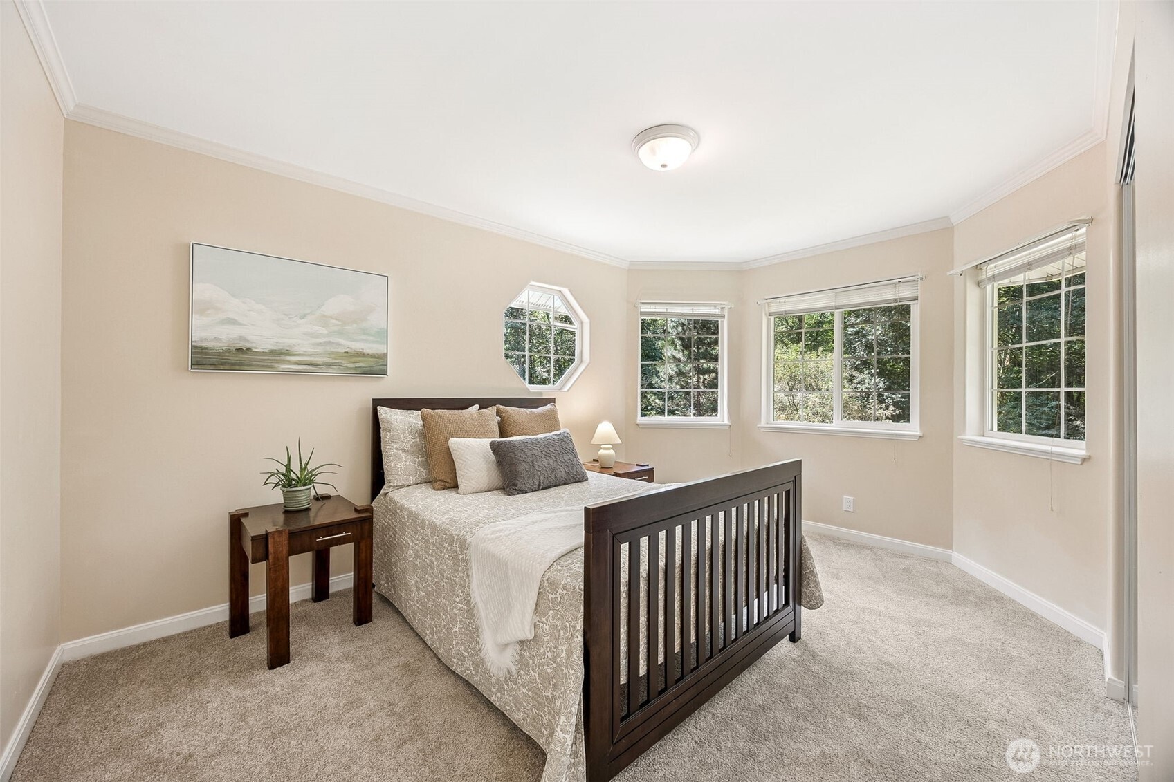 Roomy and bright bedroom three.