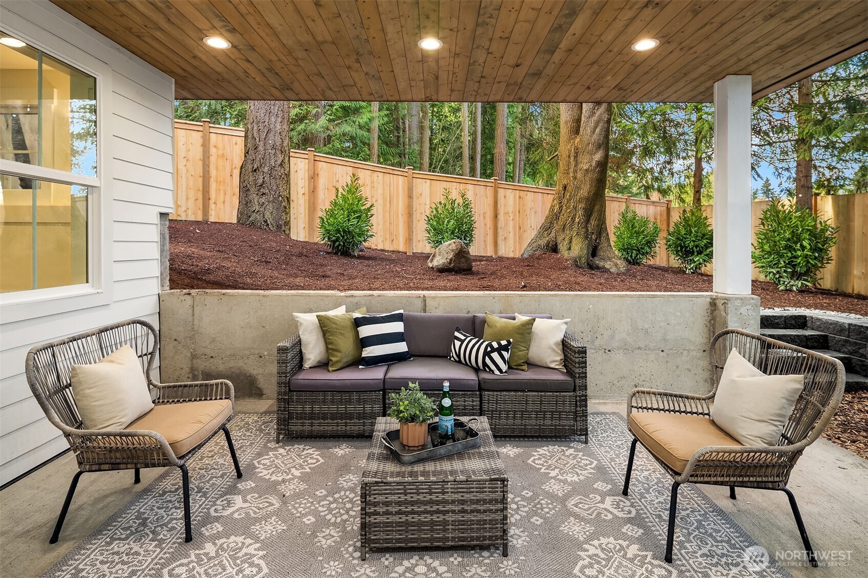 Covered patio is pre-wired for heat for future enjoyment