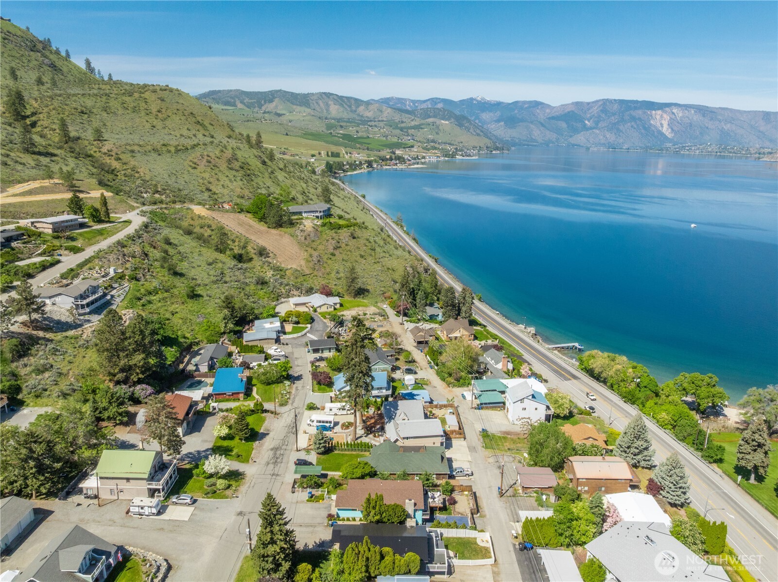 Aerial view 3 of home in the Lakeside neighborhood overlooking Lake Chelan.