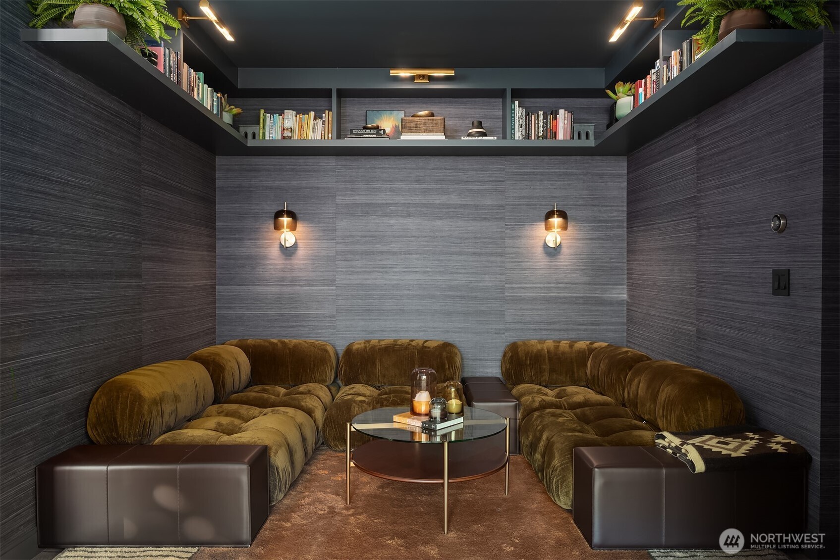Bedroom with built-in cabinentry and lake view