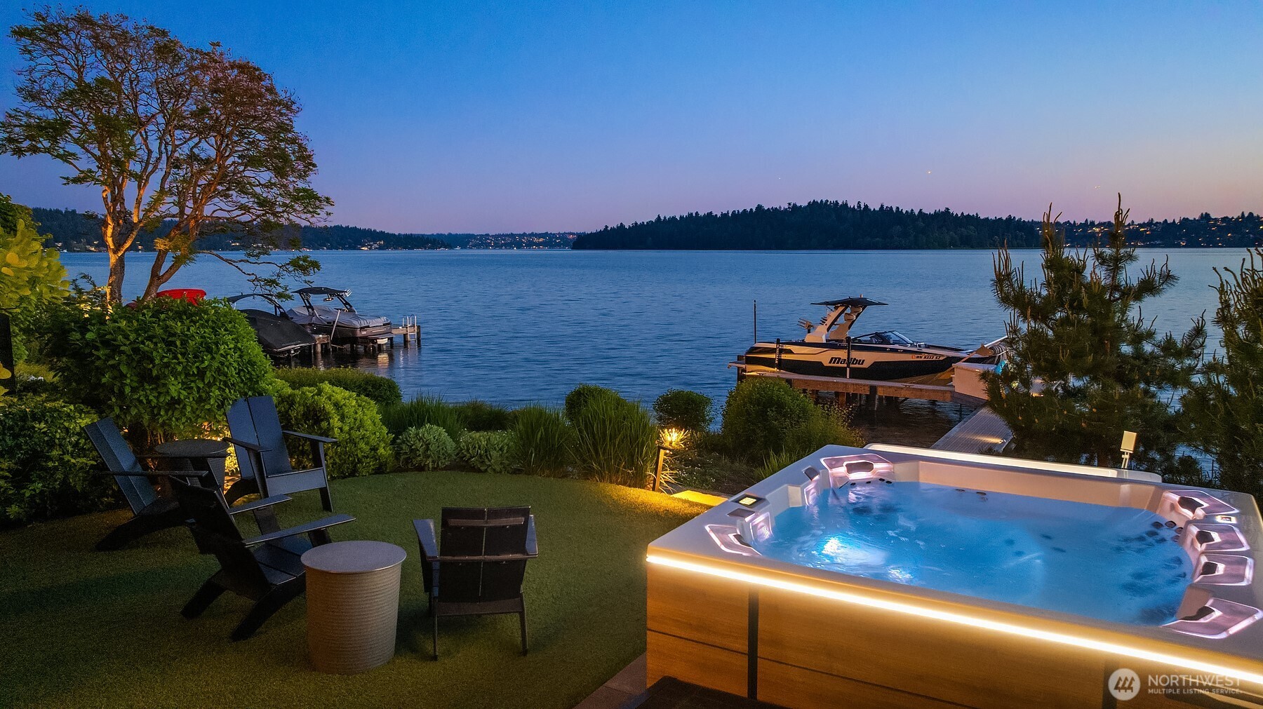 Private dock with boat lift