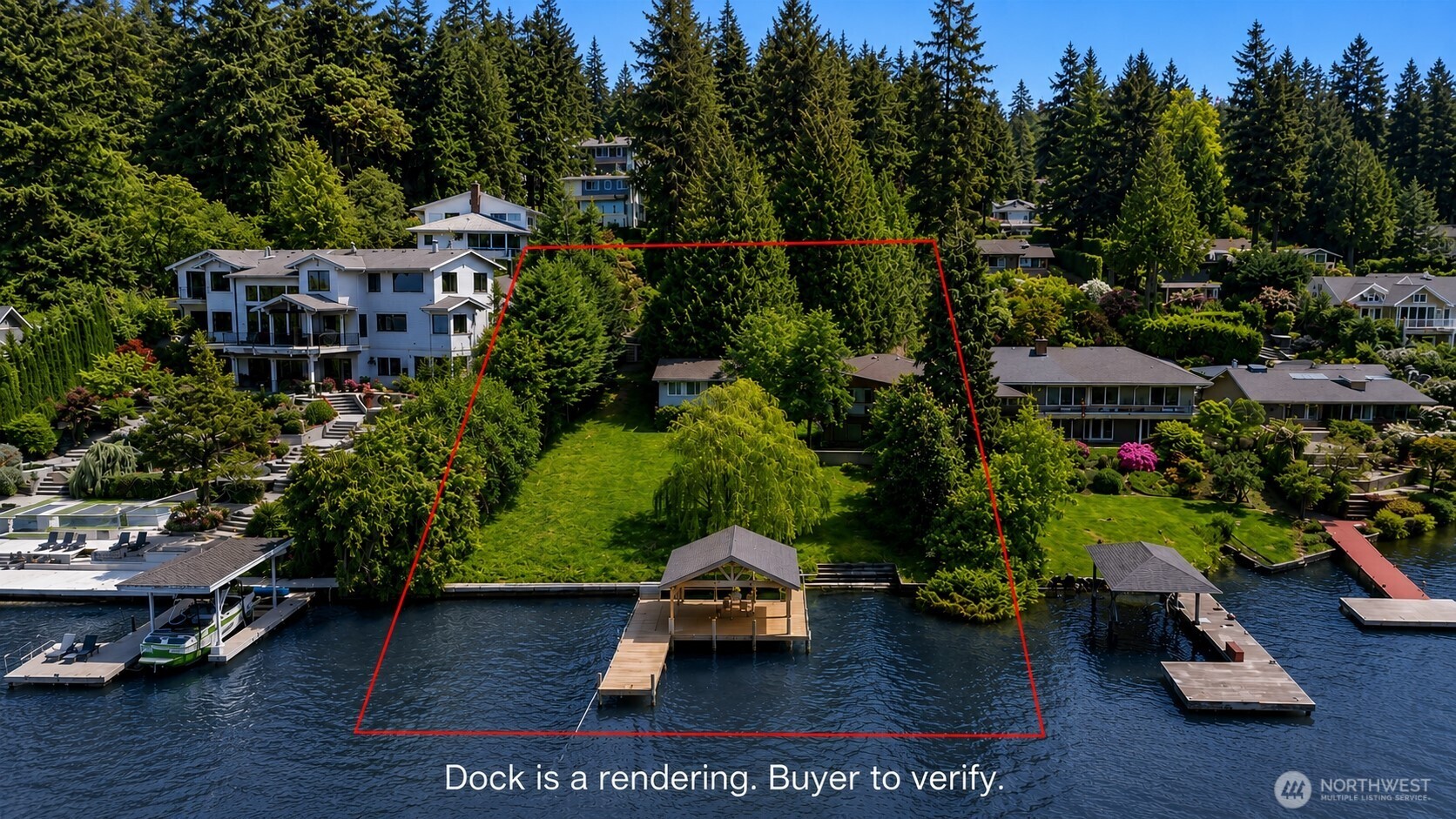 110' of no-bank waterfront. Concrete steps into the water which you cannot duplicate today. Pilings in place from the previous dock.