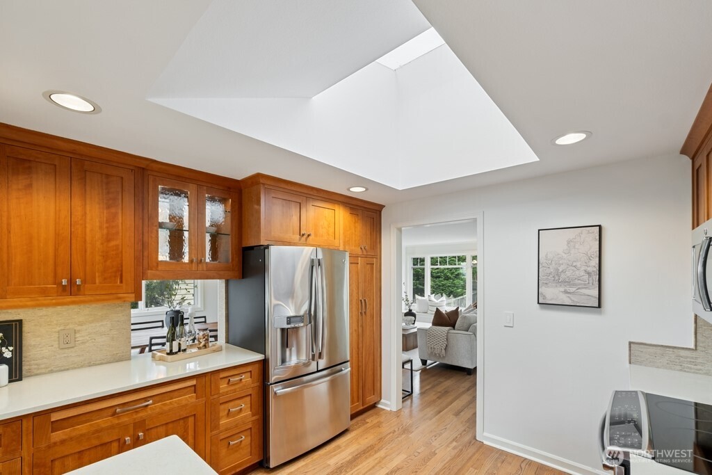Skylight in kitchen and pass-through to dining area