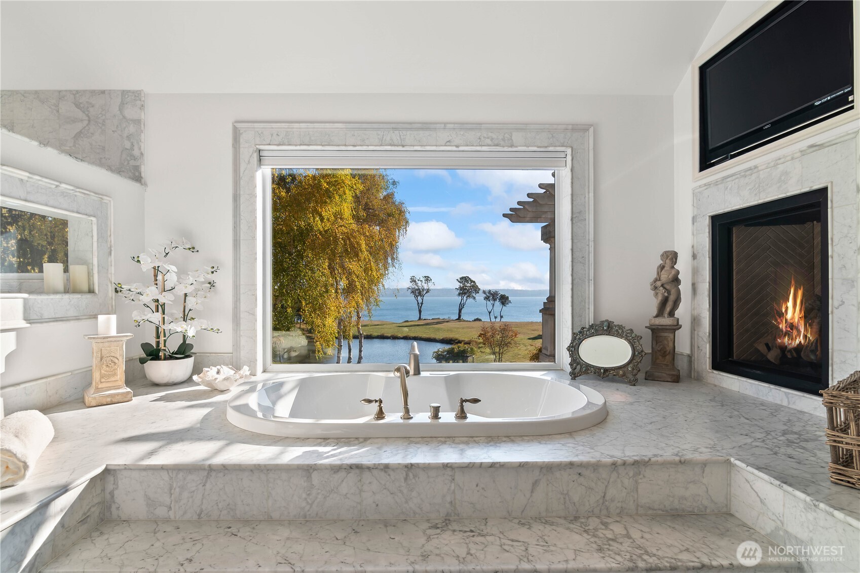 Luxurious marble primary bath