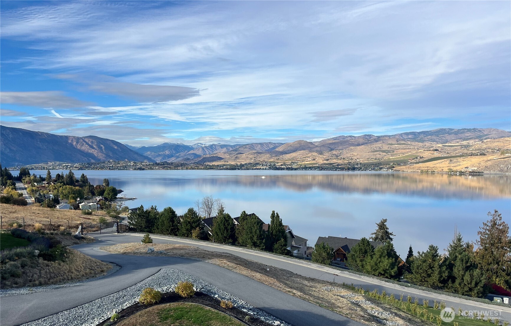 Panoramic up-lake views towards Stormy Mountain from one of the Southshore’s most peaceful settings.