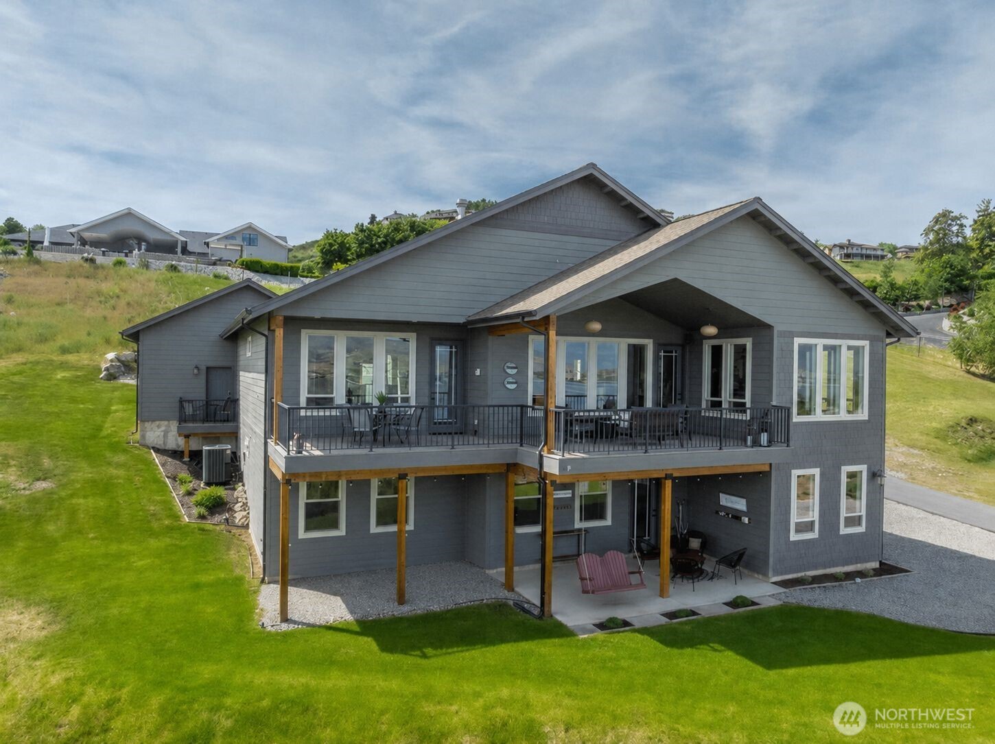 Newer landscaping, rockeries designed for lower yard maintenance in mind