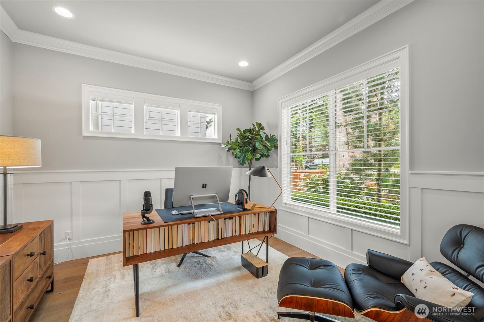 Private office with sliding barn doors