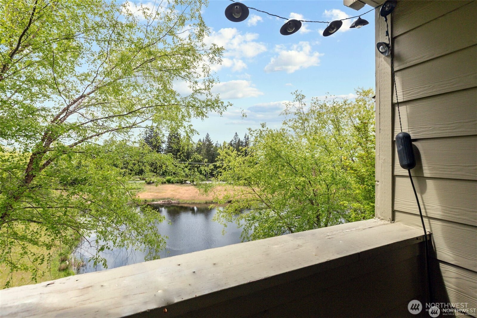 Private patio view of pond