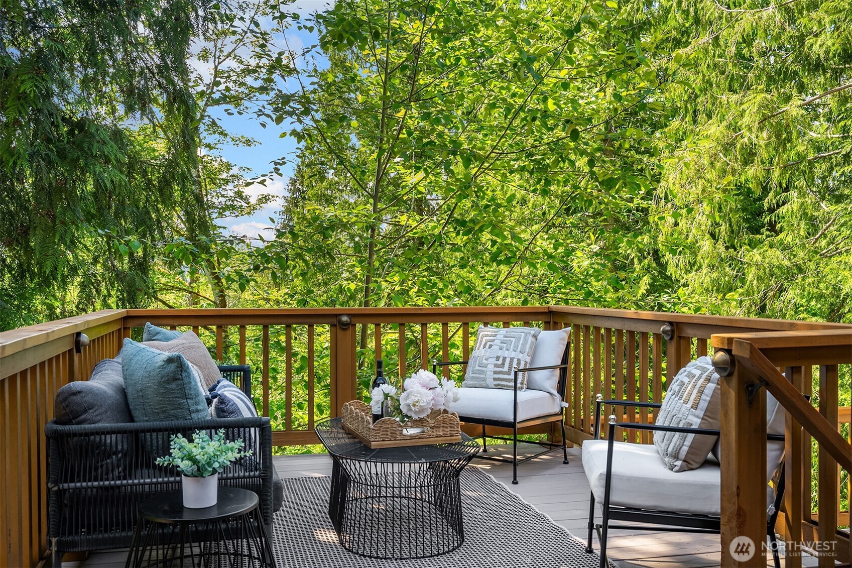 Wood-burning fire pit & beautiful trails surround the lower lawn.