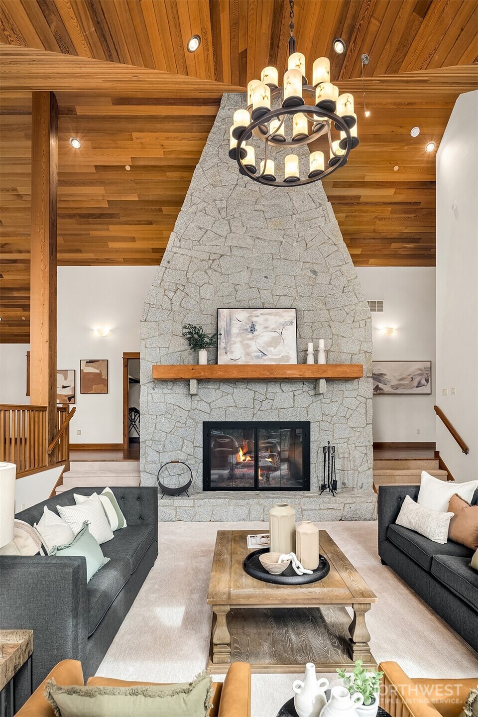A rambler like open floor plan.