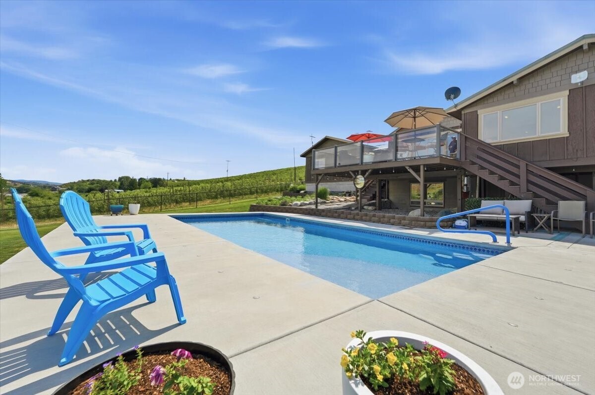View of exterior pool and home
