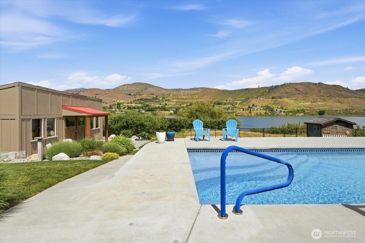 View of pool and shop