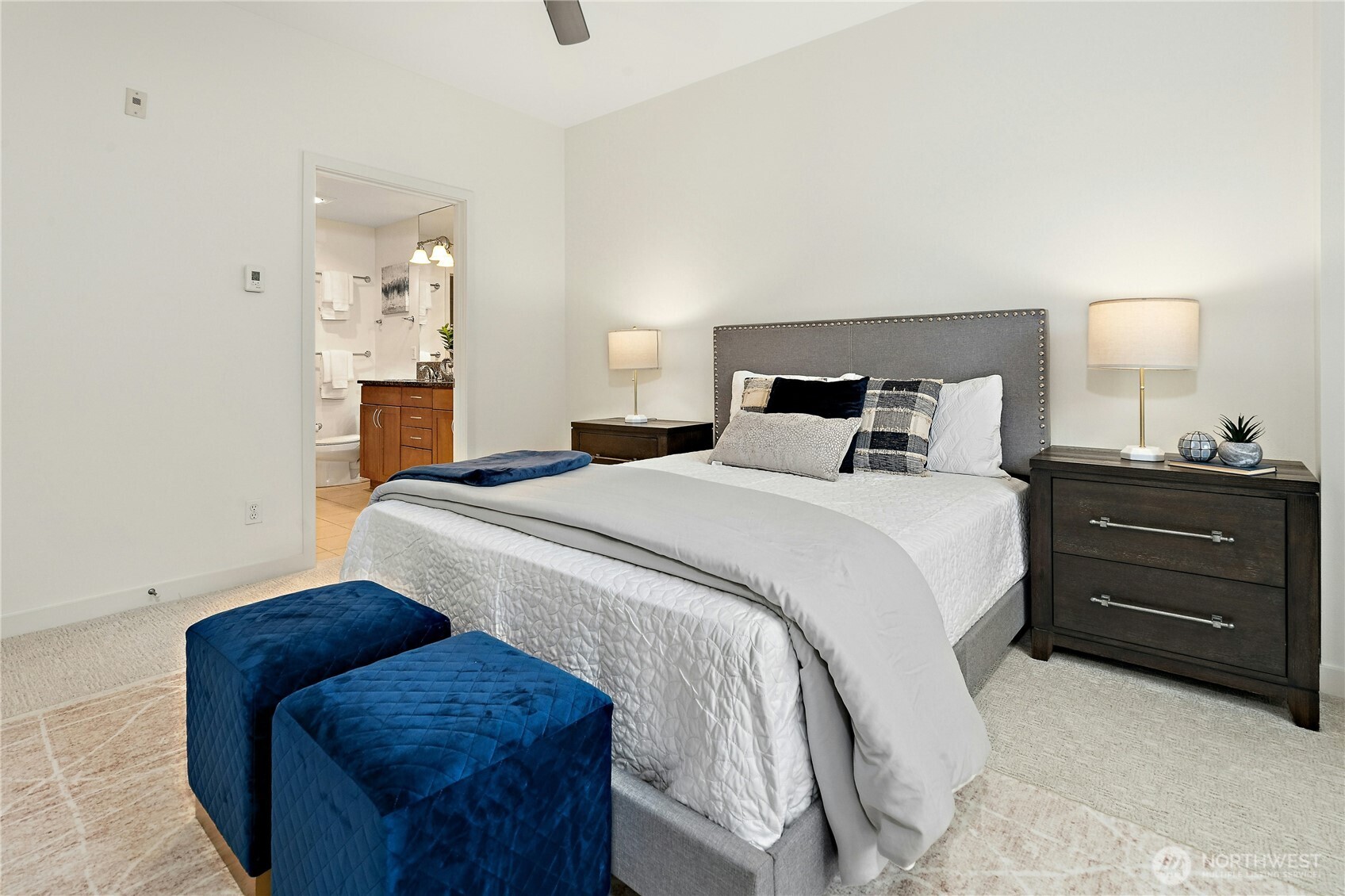 Office or second bedroom looks out on the patio and has its own bath.