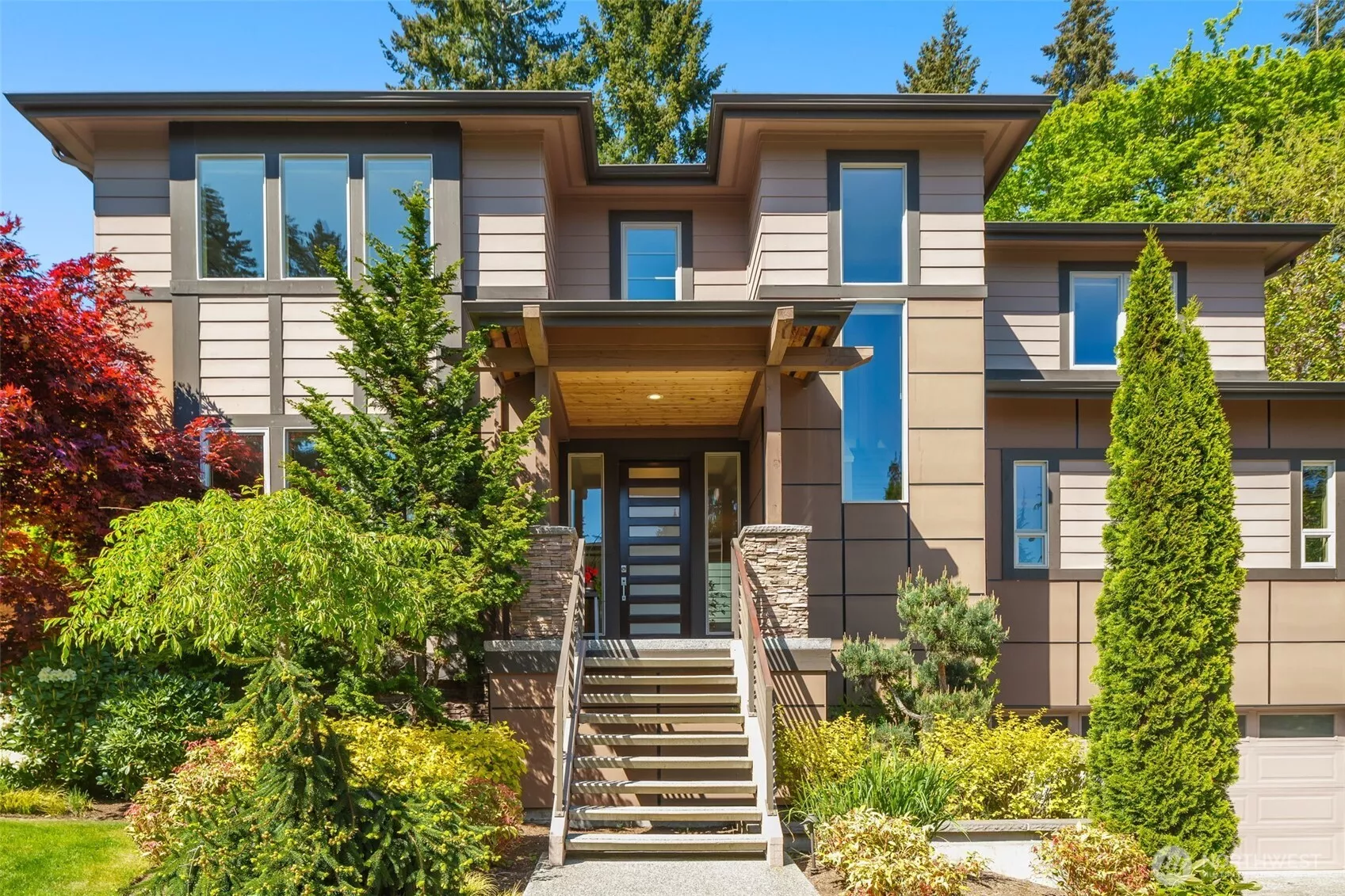 Modern design w/ mature landscaping