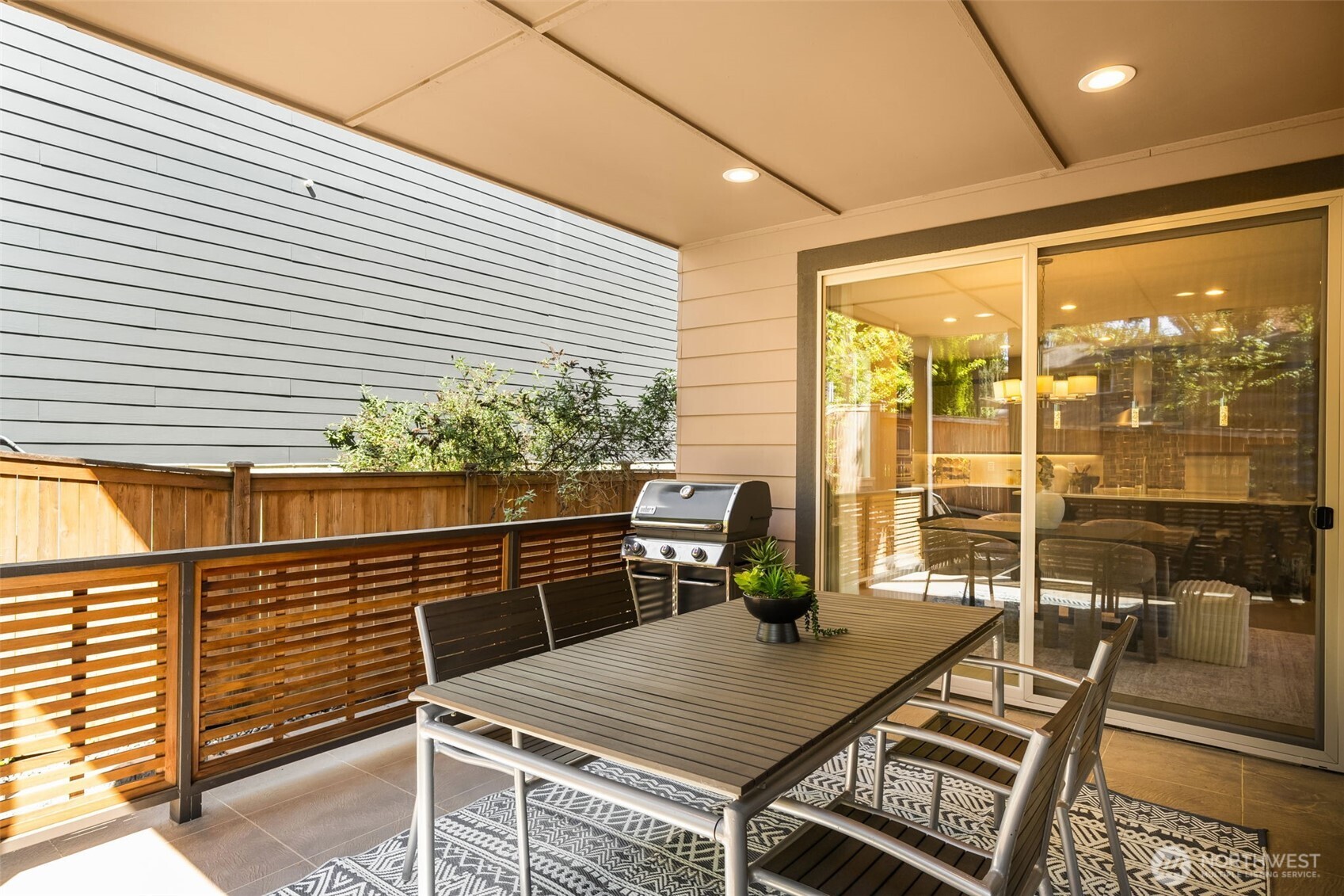 Spacious covered deck for year round entertainment