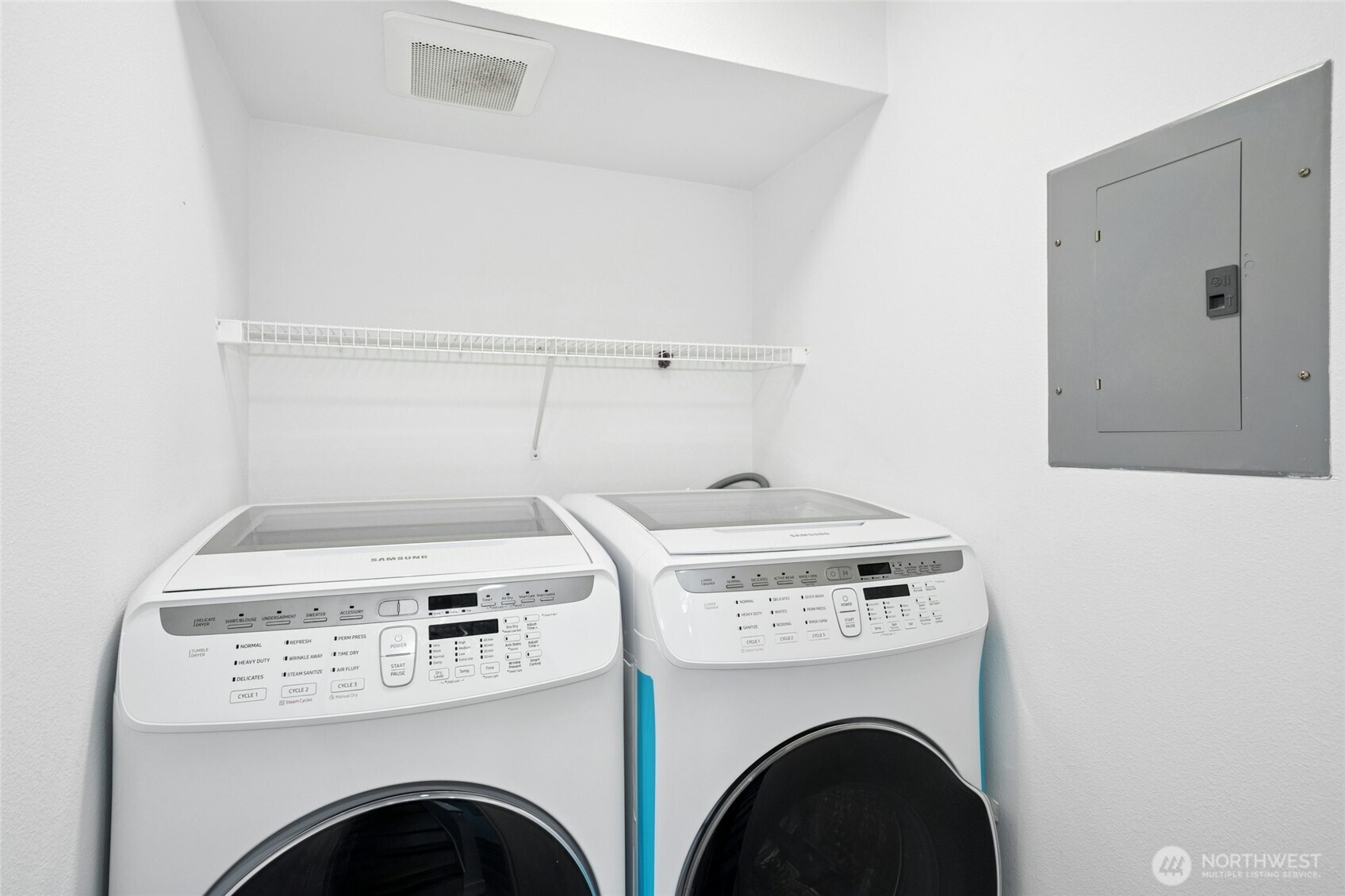 Both laundry units are washer/dryer combos and smart conroled.  They stay with the house!