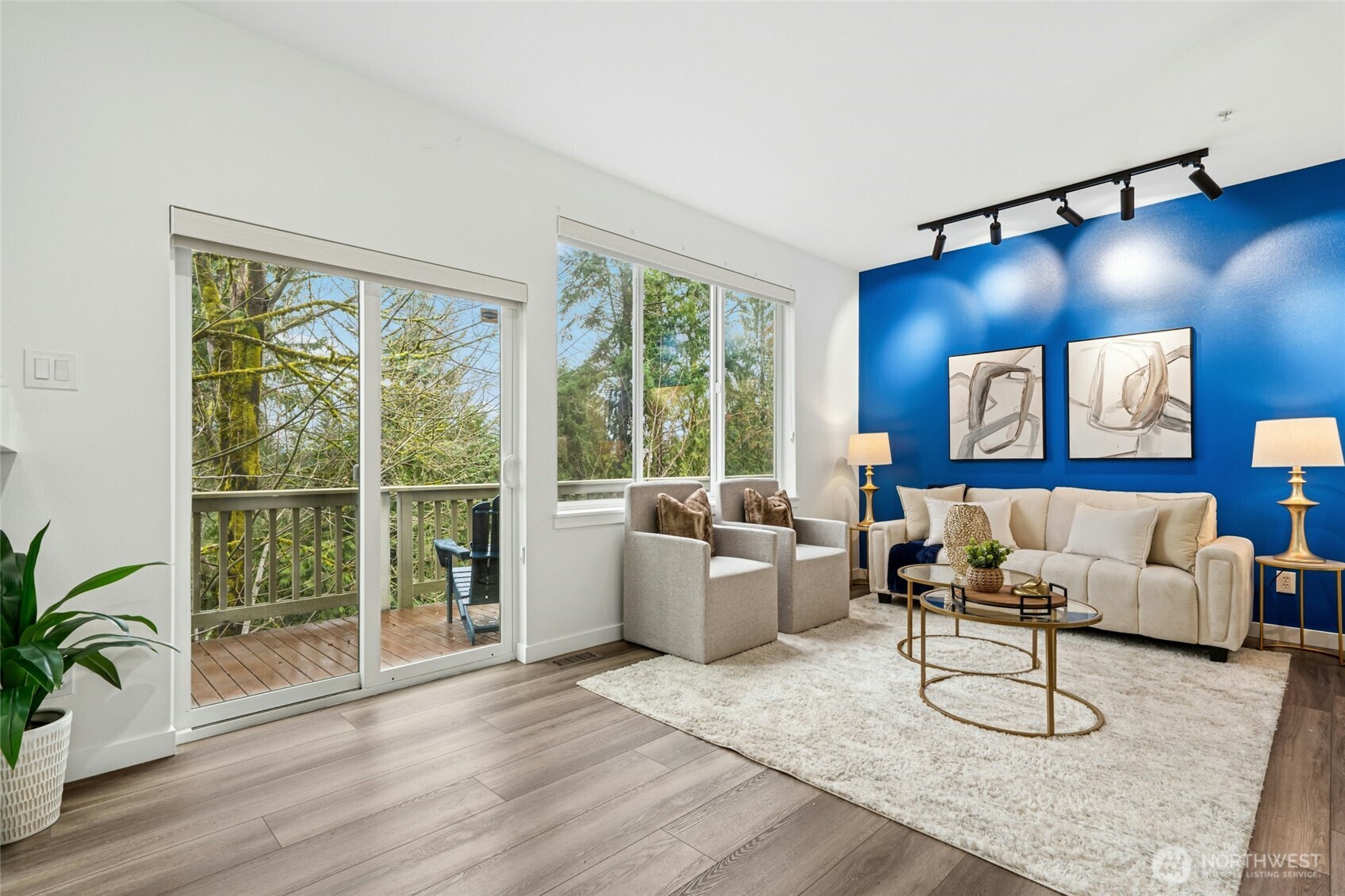 The views of greenery are majestic from your living room and kitchen.