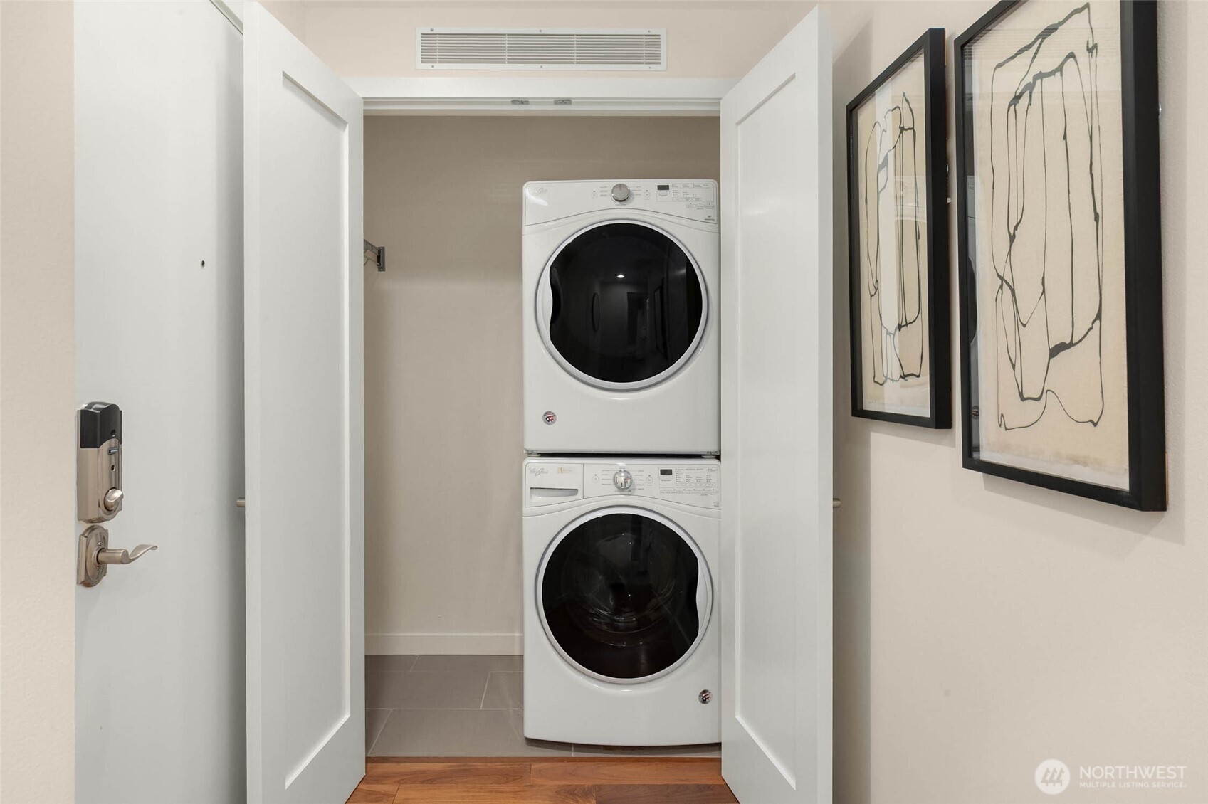 Full-size in-unit washer and dryer.