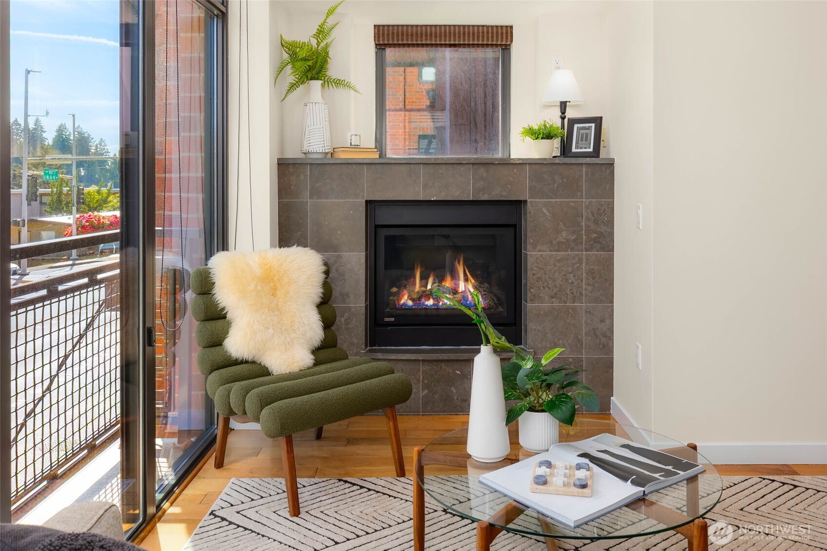 Curl up by the cozy gas burning fireplace on chilly winter nights.