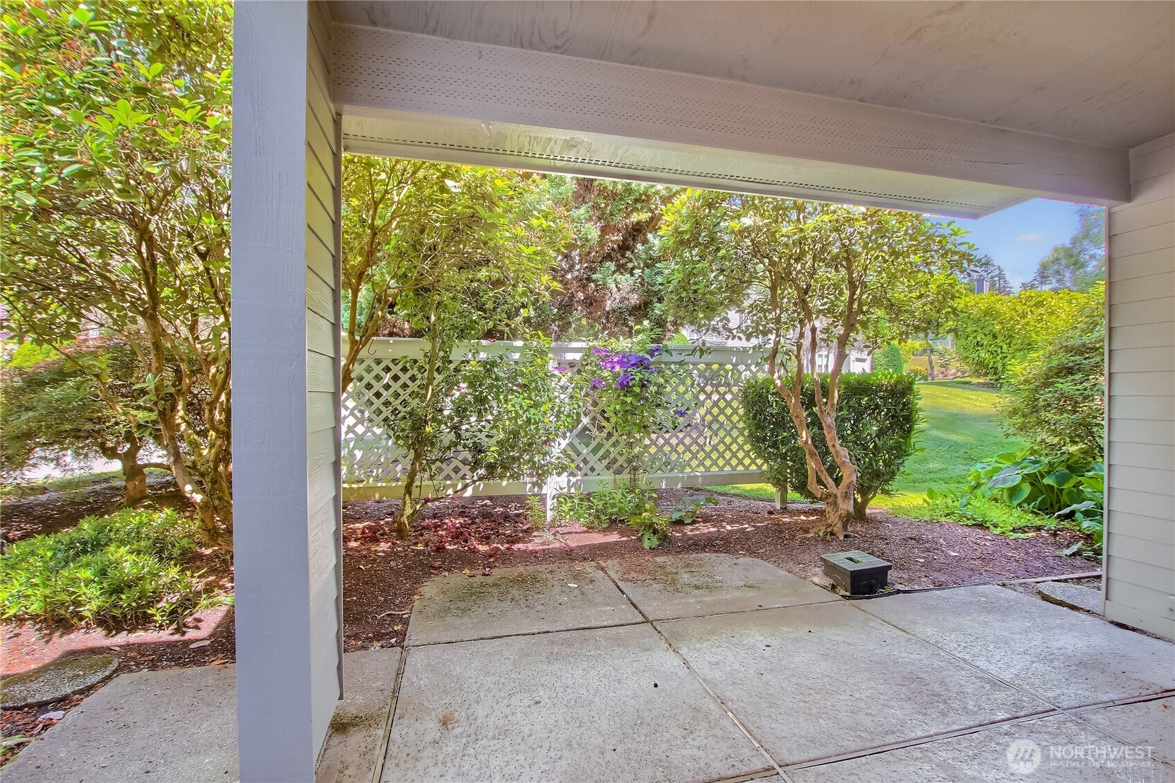Patio is large enough for your patio furniture and pots.