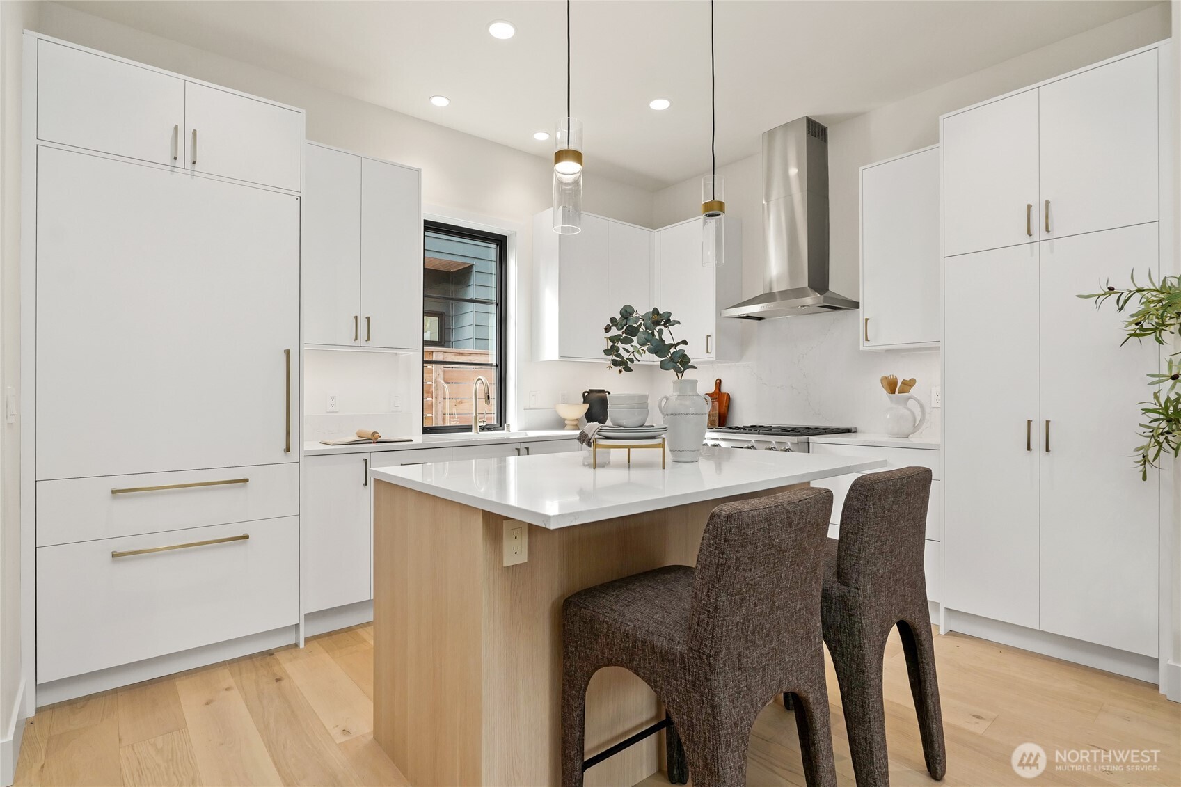 Sleek Custom Cabinetry with Panel-Ready Refridgerator
